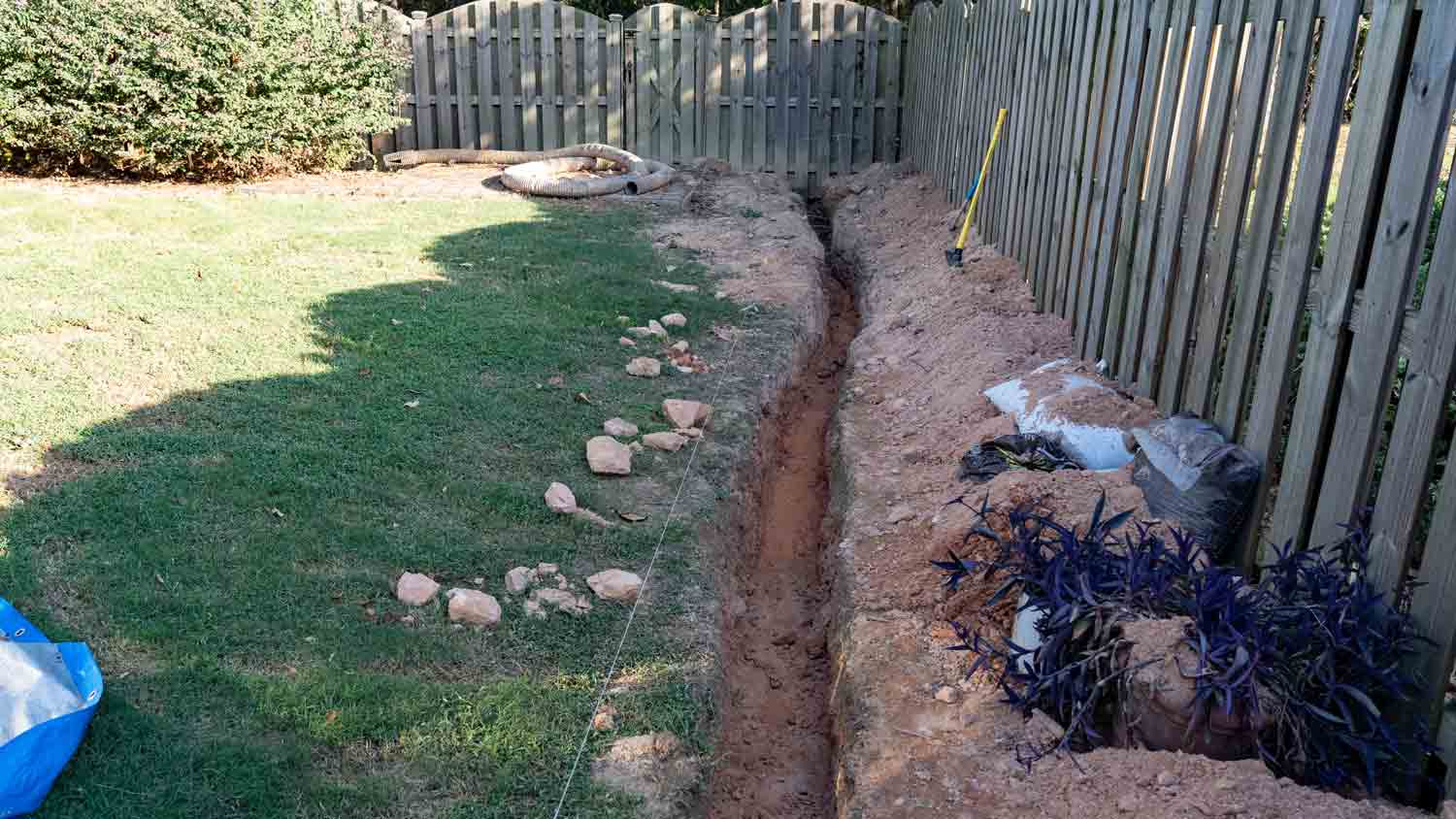 diy french drain in backyard