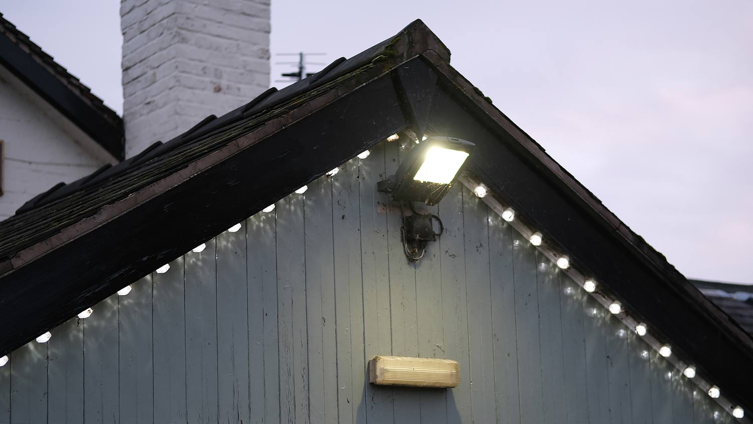 top of house with spotlights 