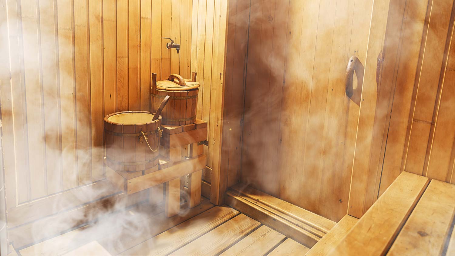 interior of hot sauna