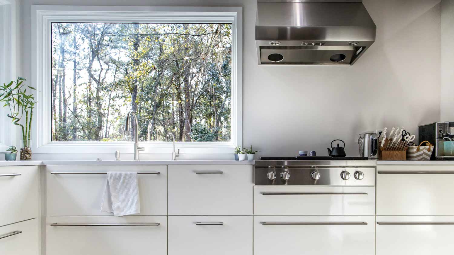 kitchen with large picture window