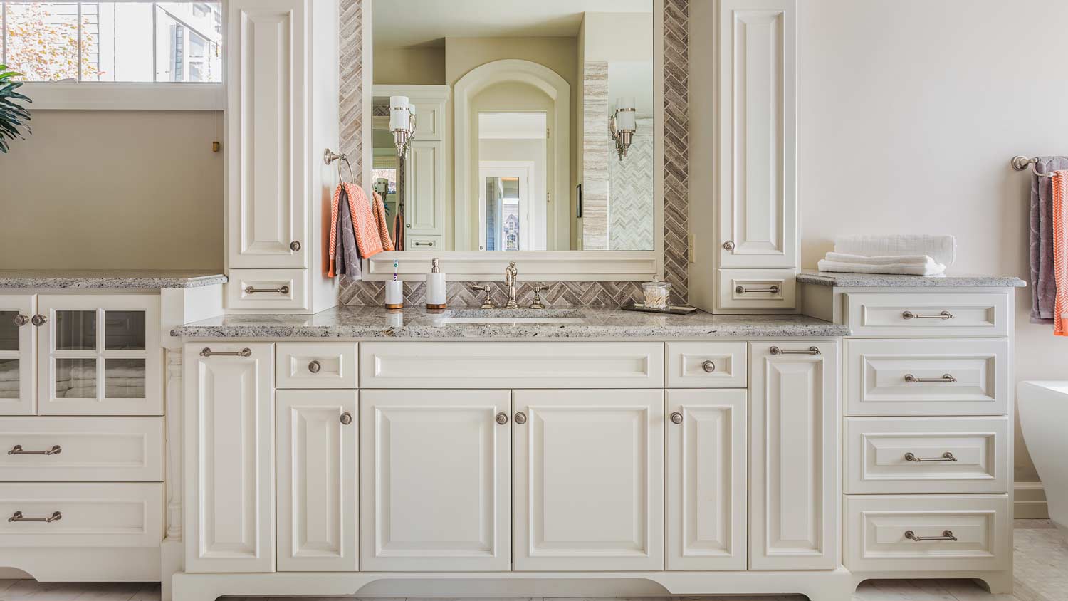 bathroom vanity with large cabinets