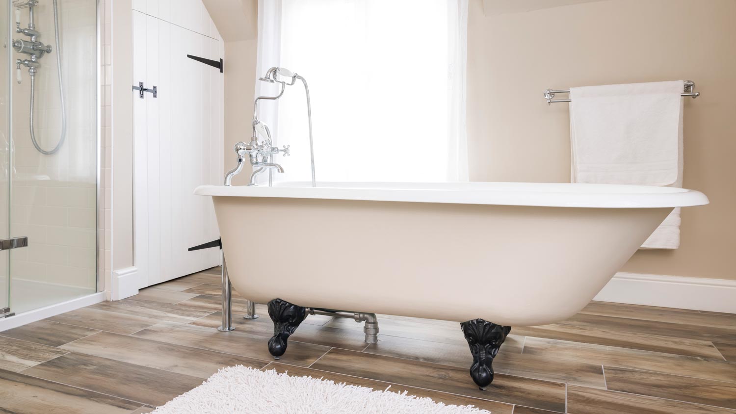 clawfoot tub  in luxury bathroom