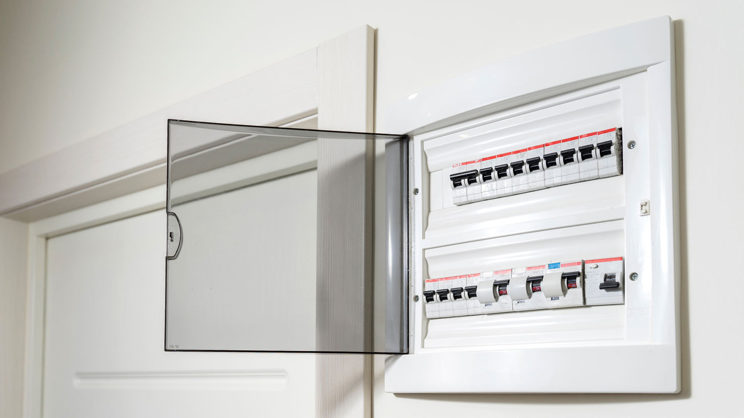 open electrical panel in apartment