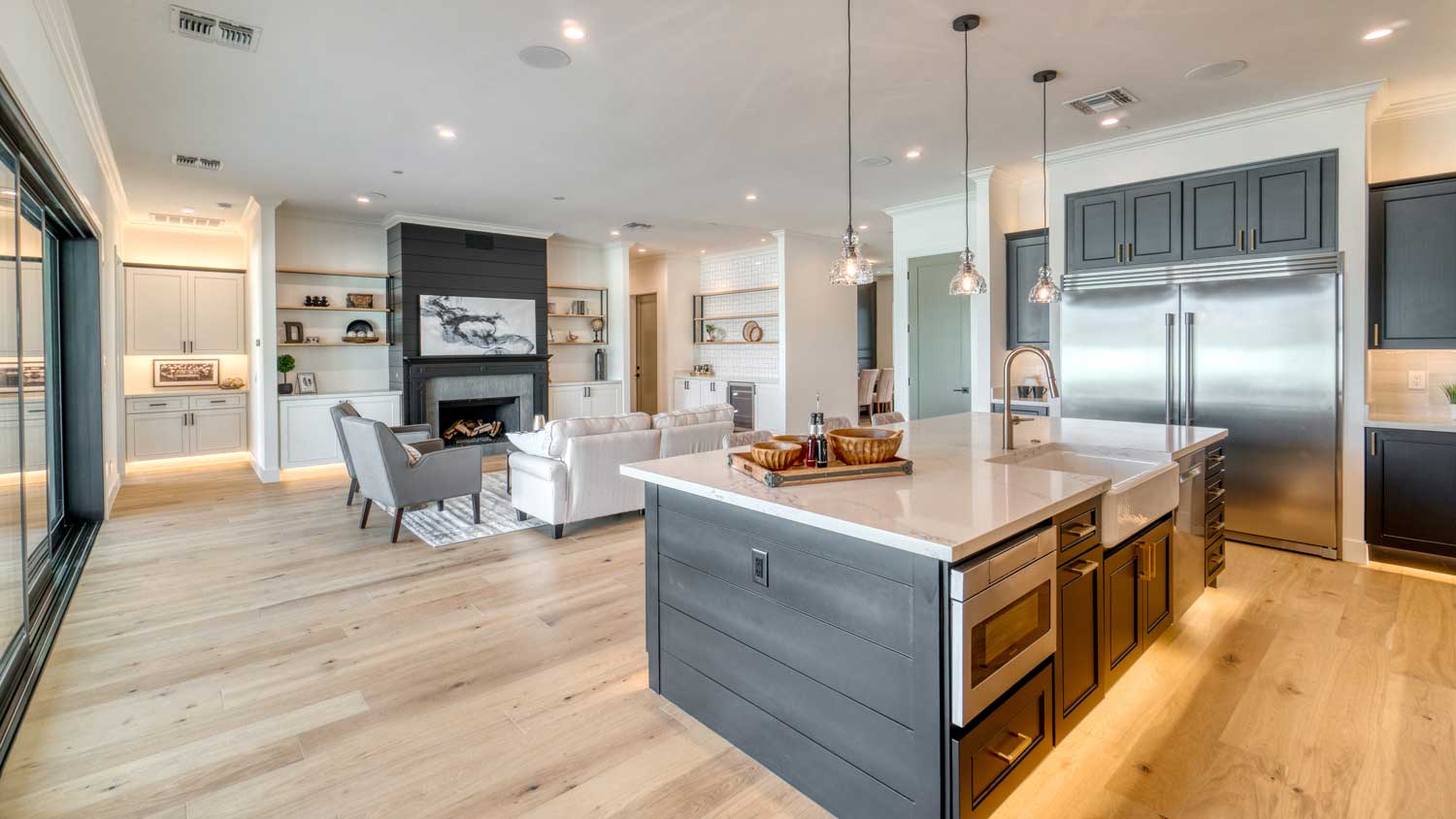 modern open floor plan kitchen