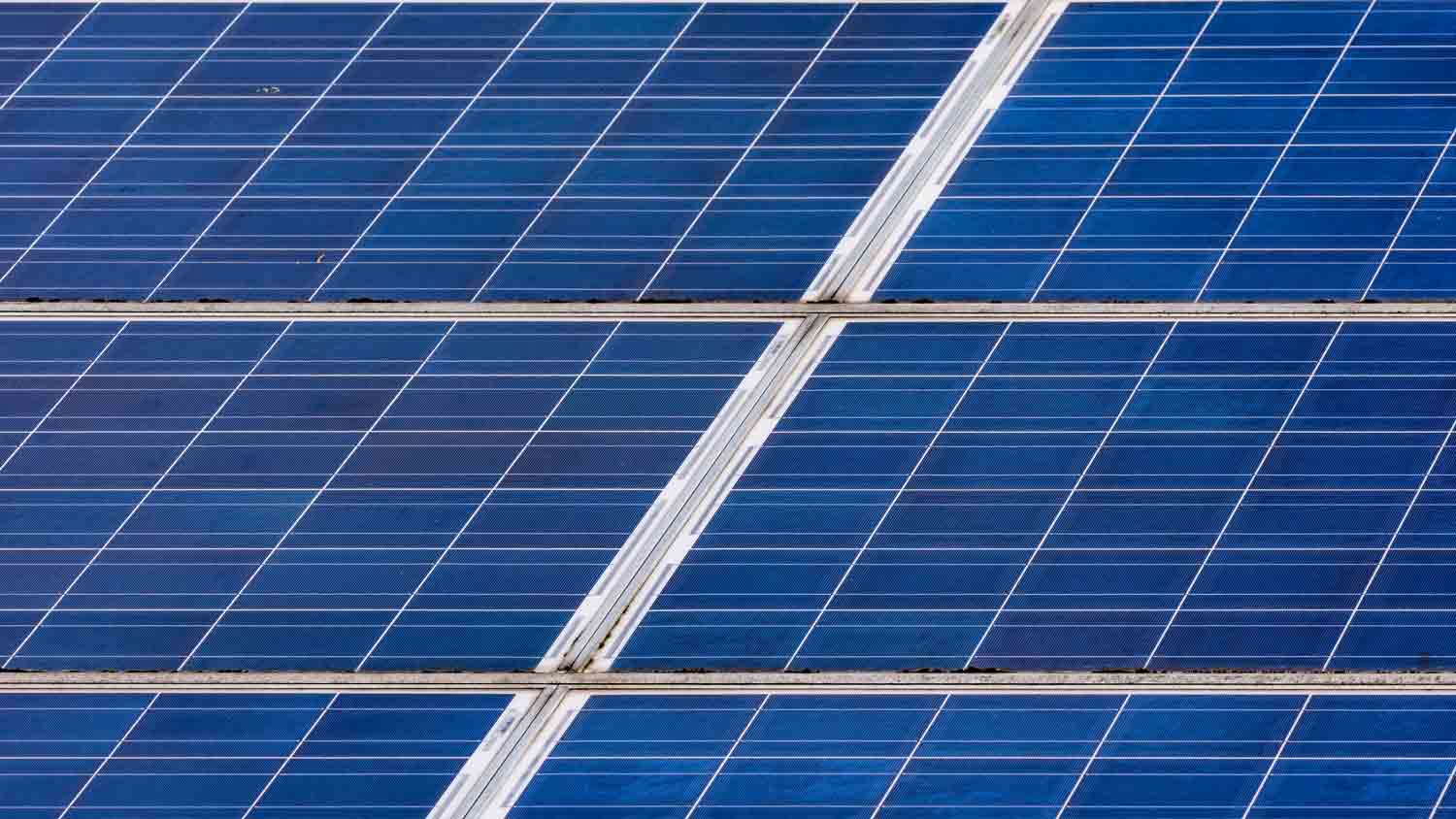 close up of polycrystalline solar panels