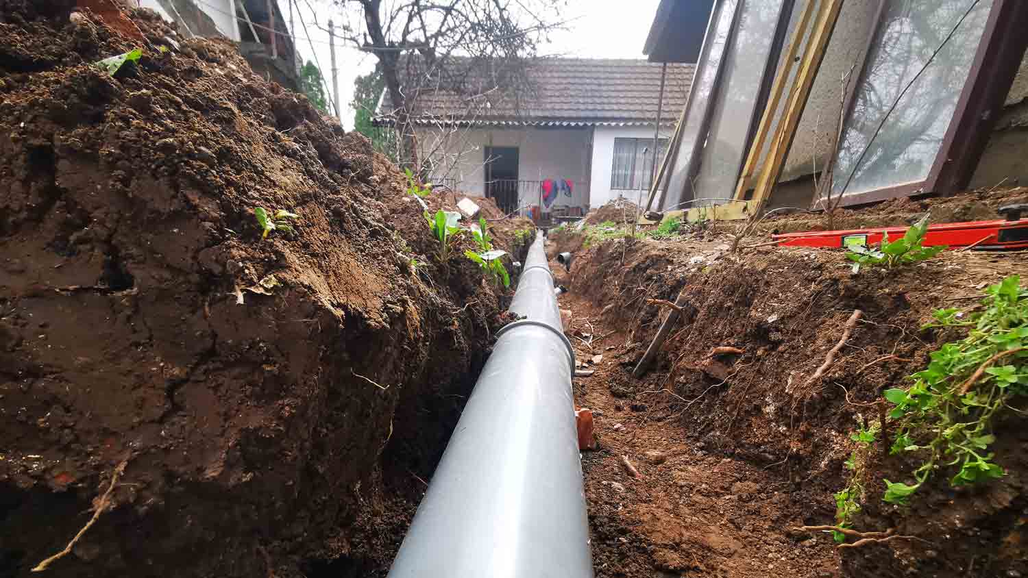 sewage pipe backyard