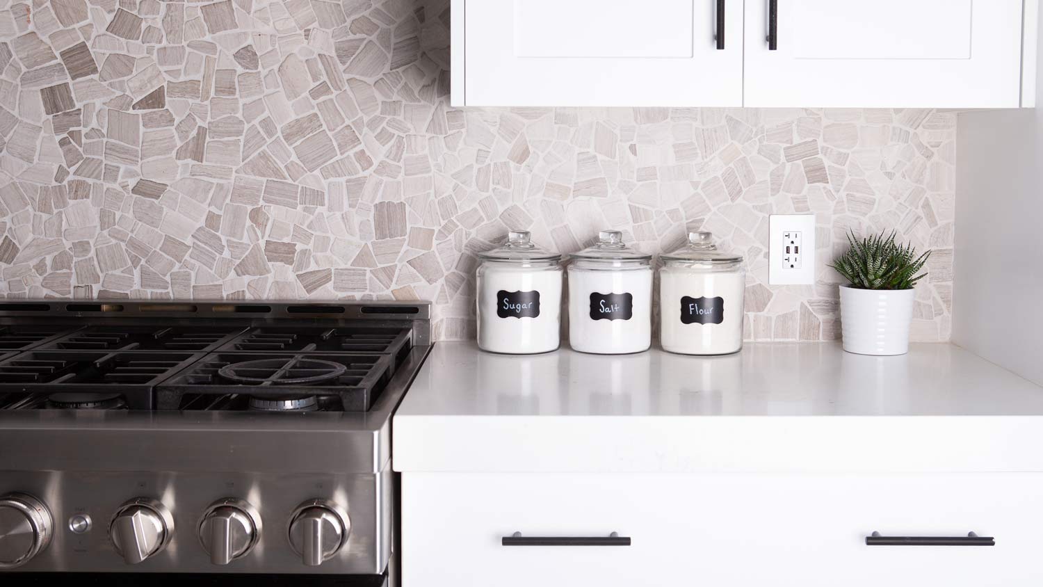 stone backsplash in kitchen