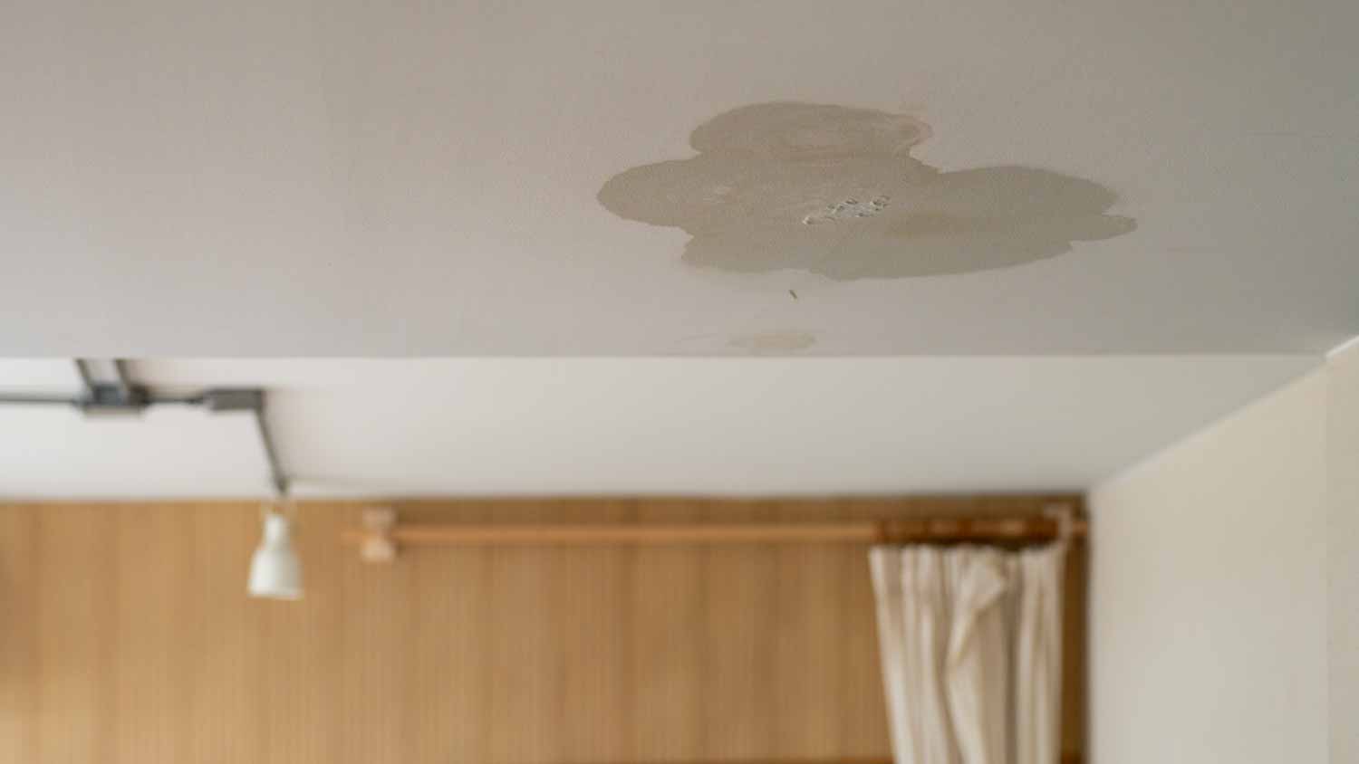 Water damage on a home's ceiling