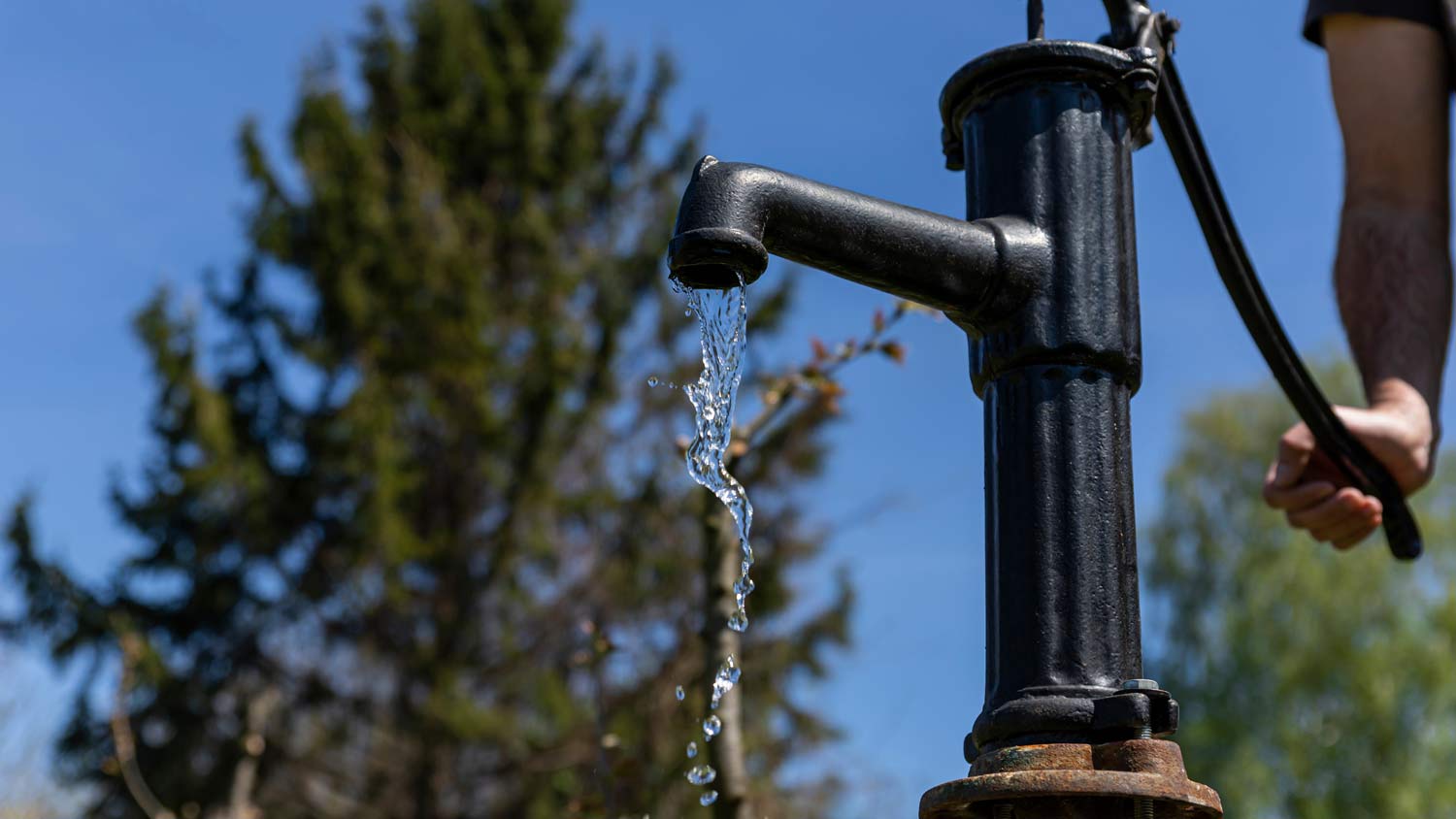 water pump in backyard