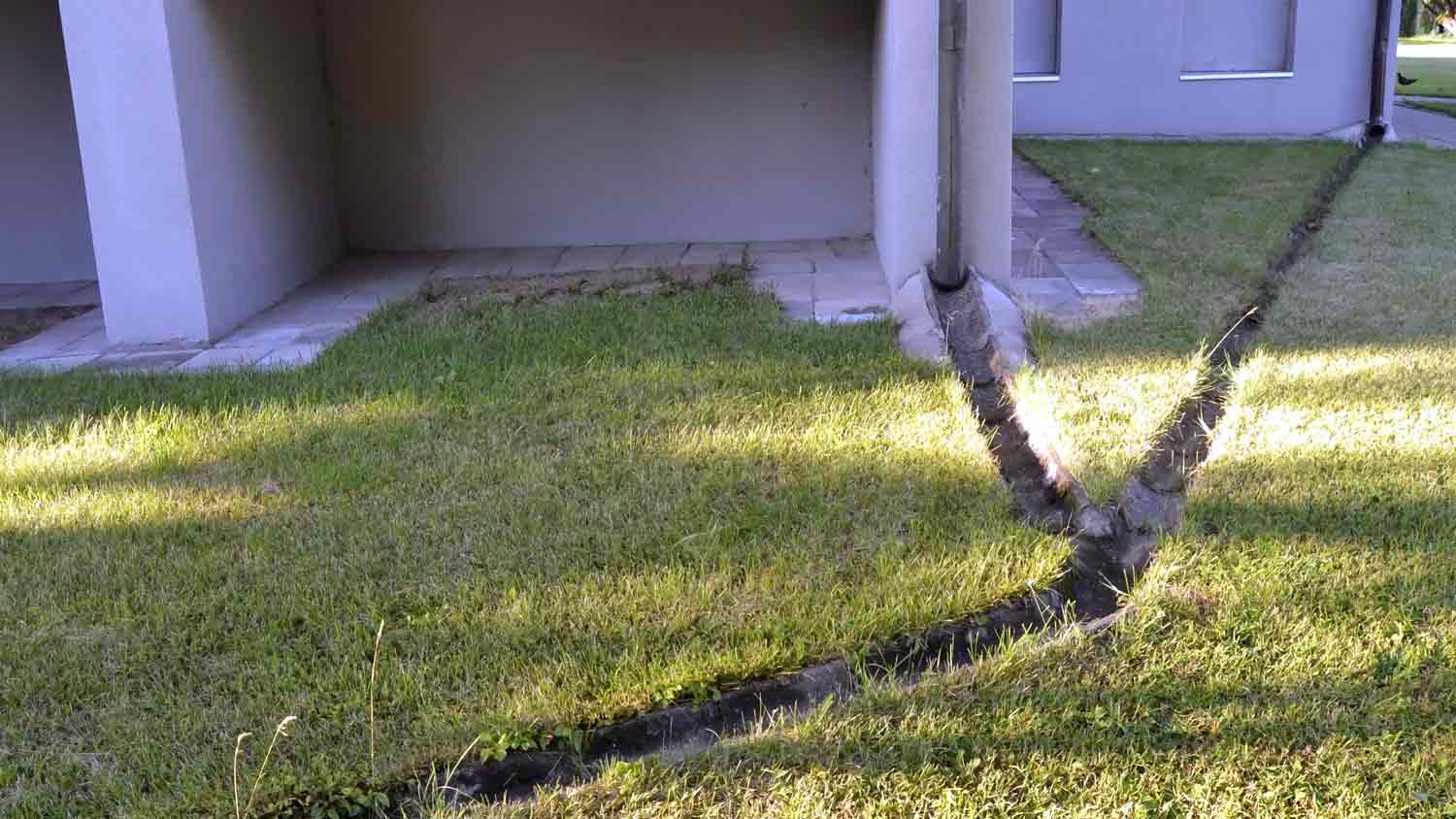 water trench in backyard