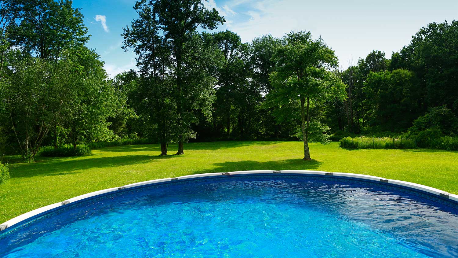 A view of an above-ground swimming pool