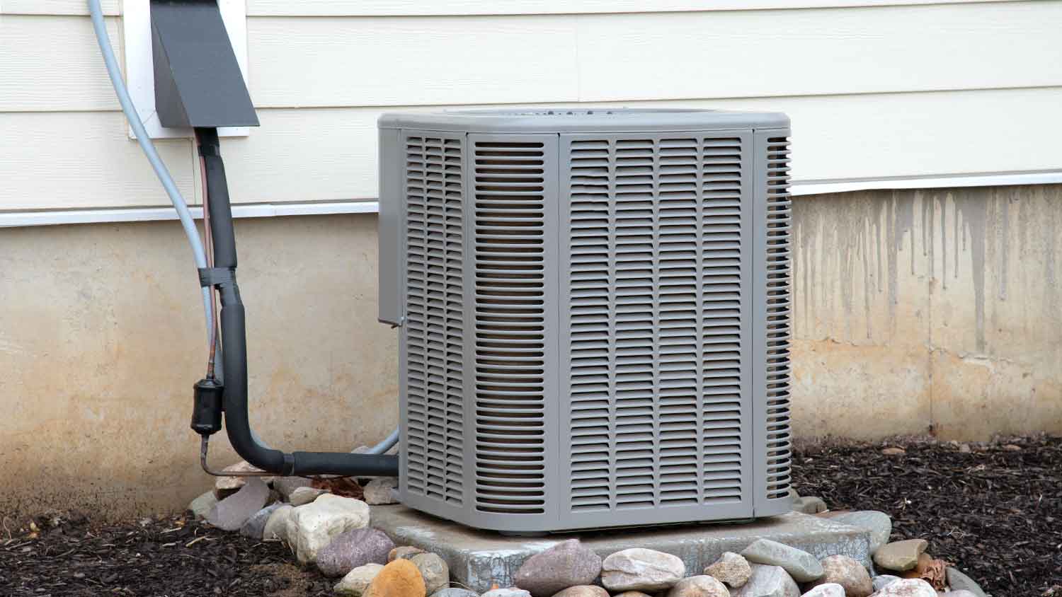 Air conditioner pipes covered with foam insulation