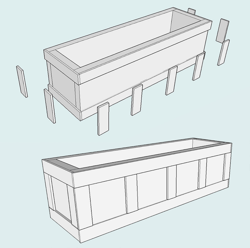 renderings of DIY window box planters