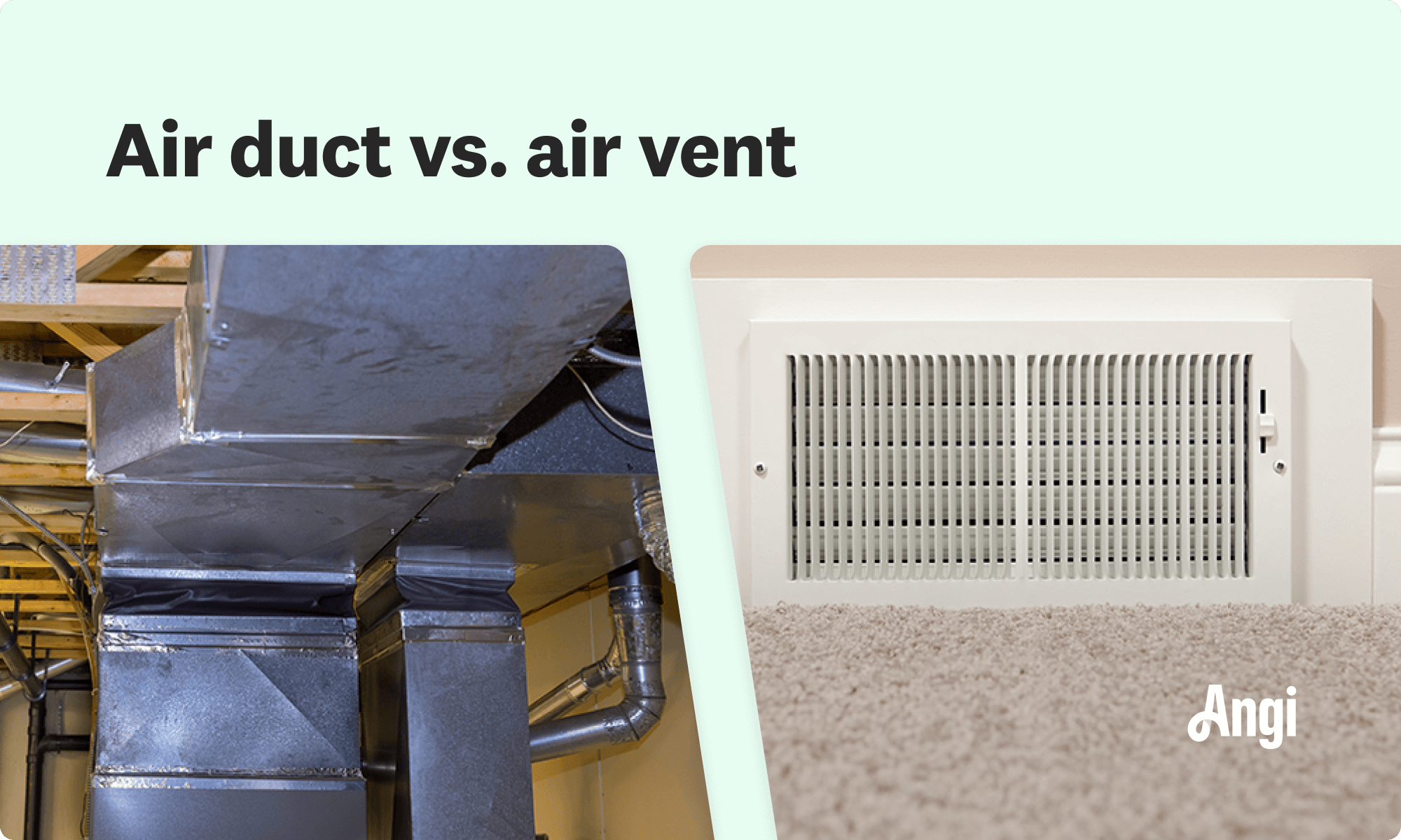 Air duct versus air vent visually compared