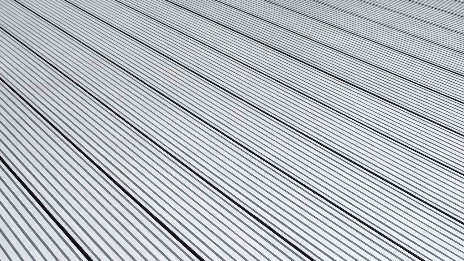 Close-up of a deck with aluminum decking