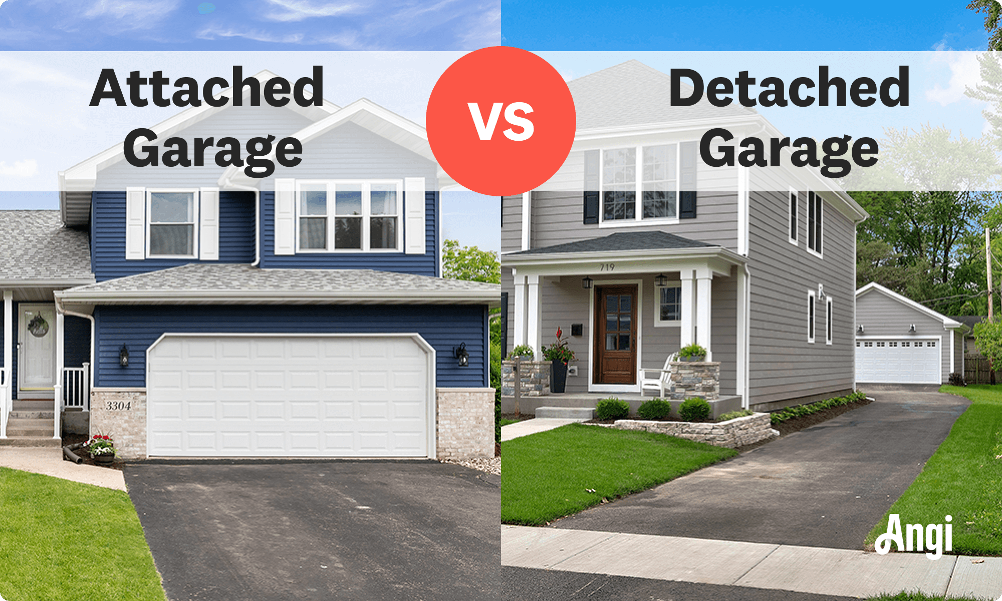 Attached versus detached garage visual comparison