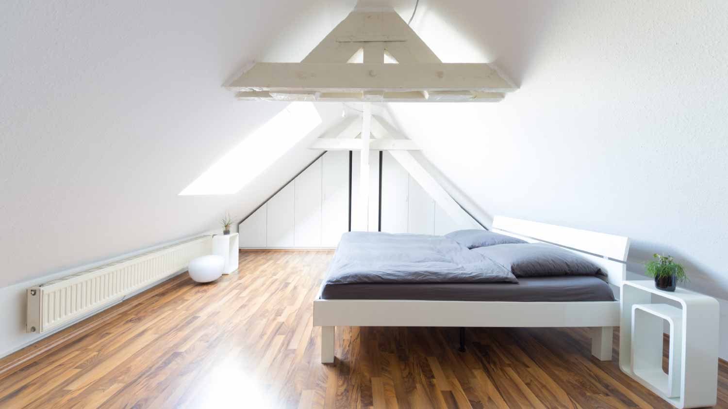 Attic bedroom with double bed