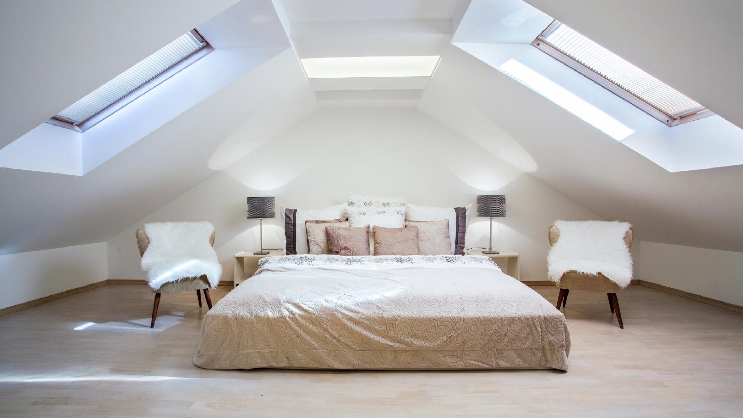 An attic turned into a minimalistic bedroom