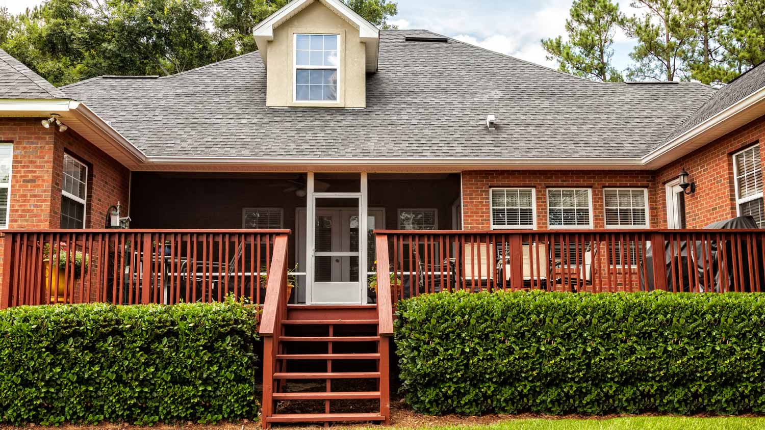 Backyard deck at residential house
