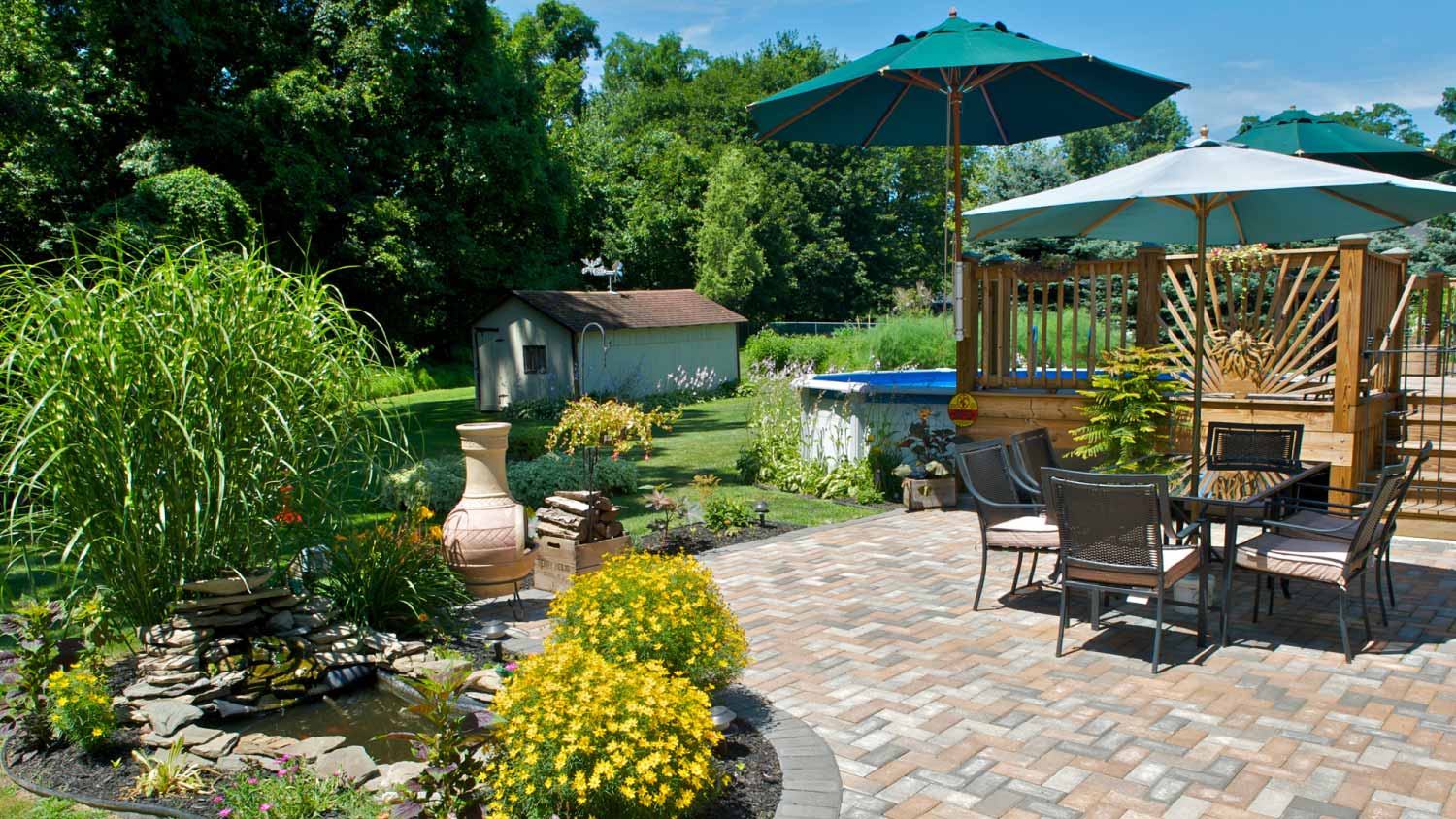 backyard patio with pool