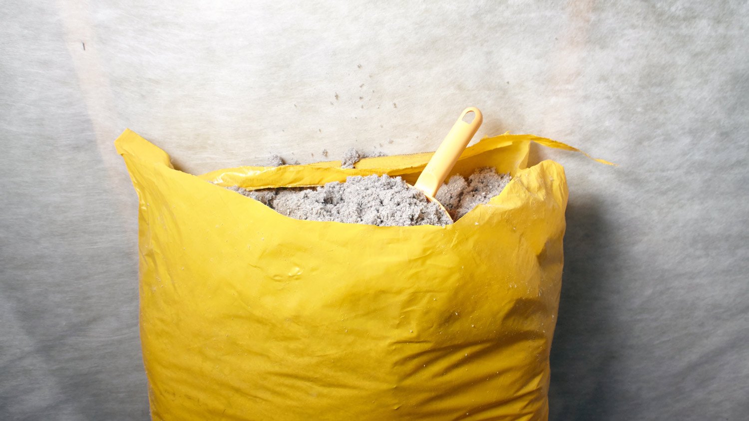 A bag filled with cellulose insulation