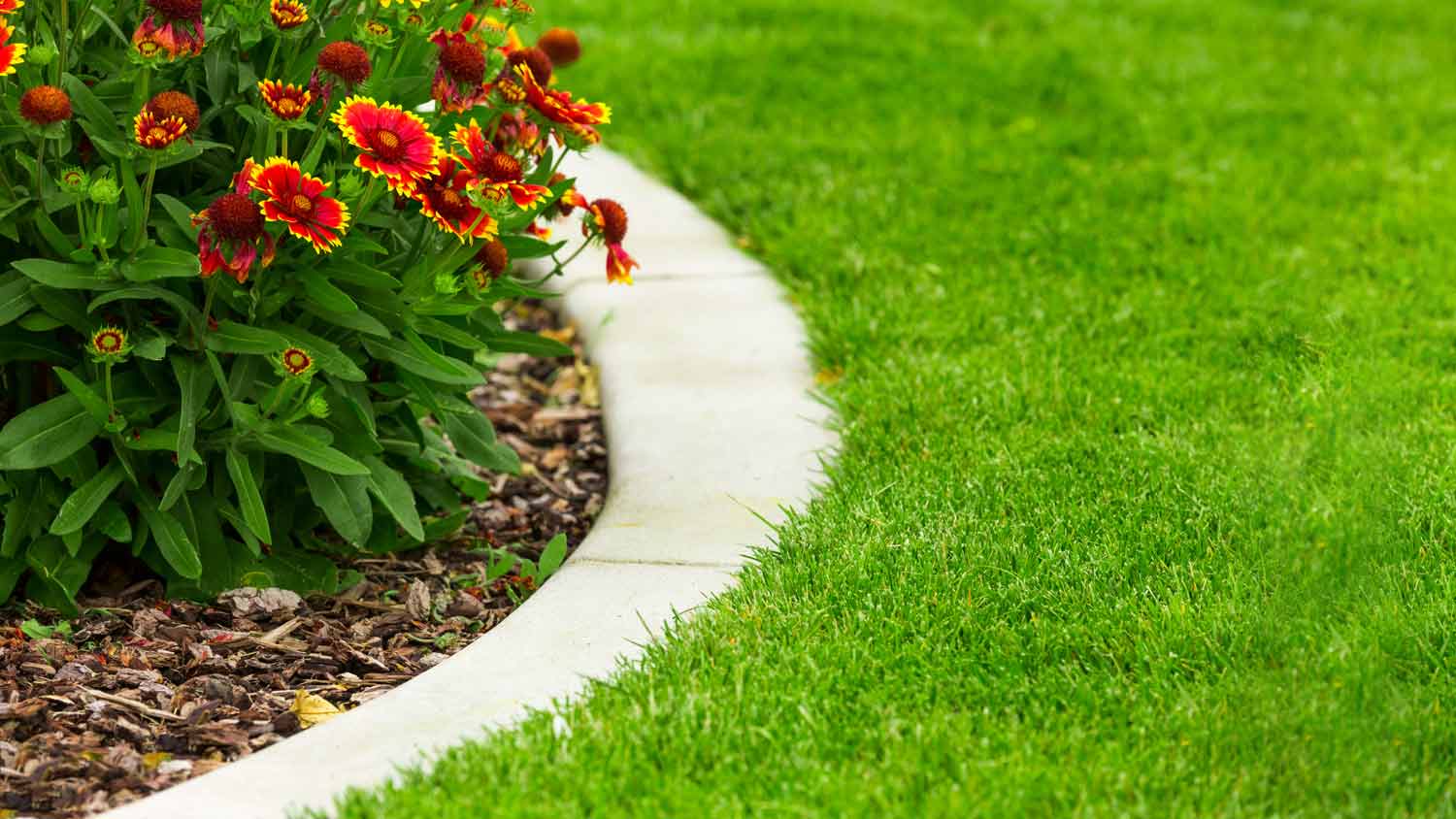 barrier around flower bed