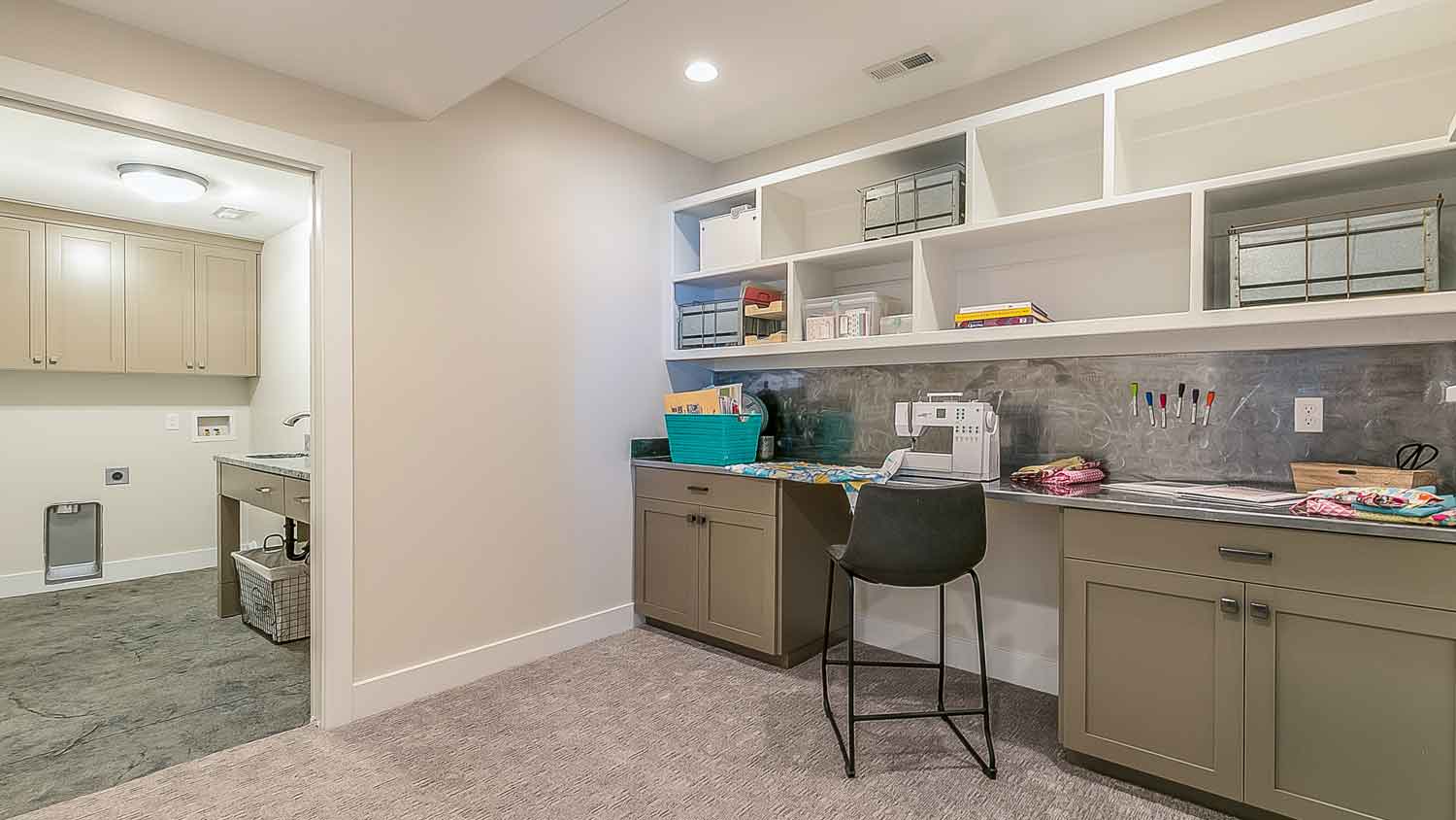 basement built in craft room