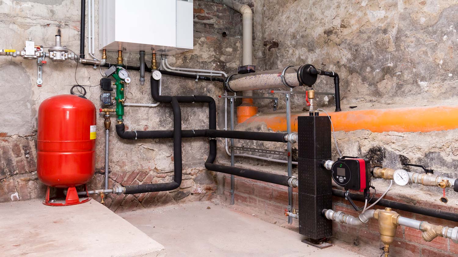 Condensing boiler gas in the boiler room