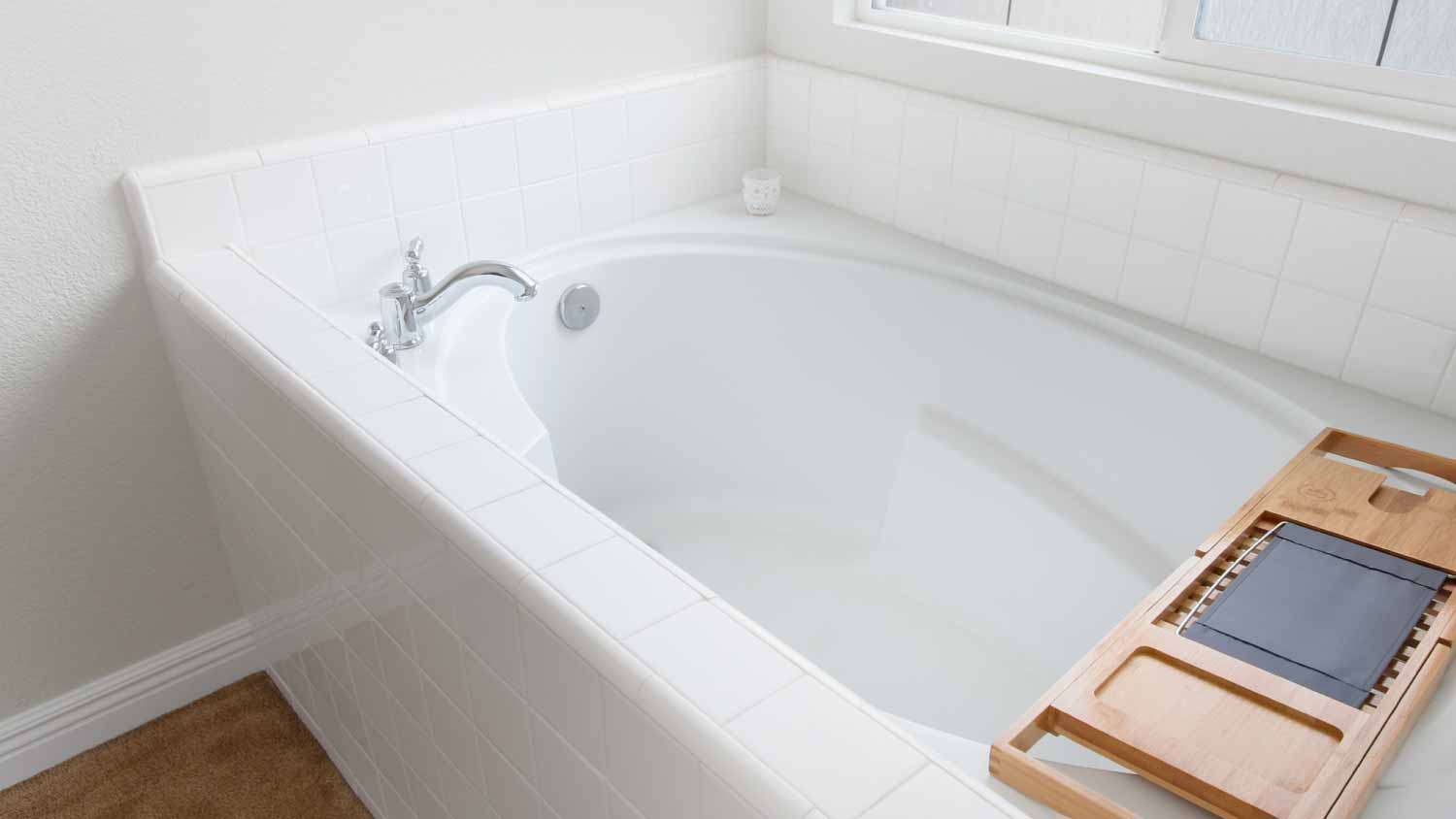 A bathroom hot tub