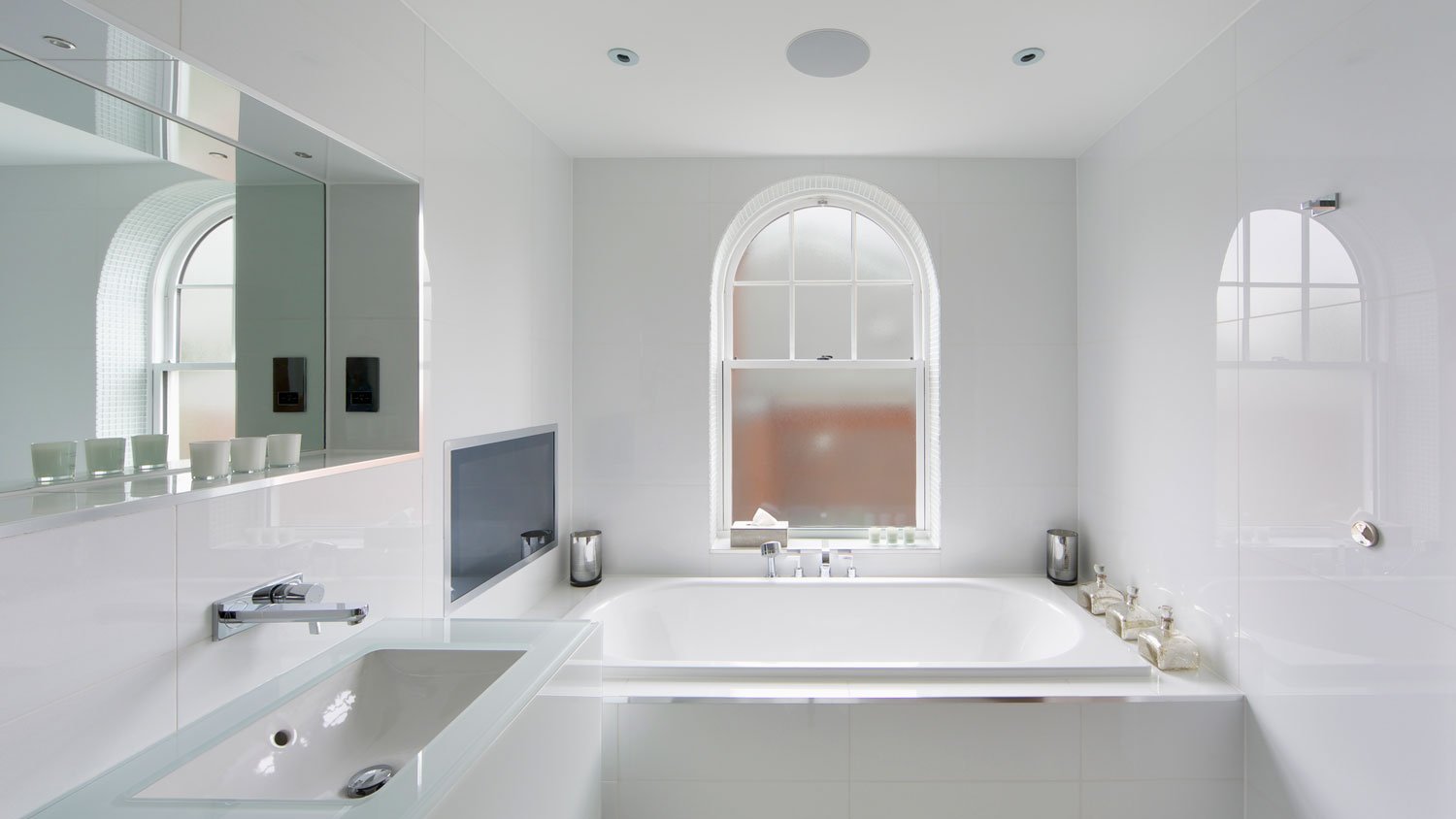 modern bathroom with surround sound