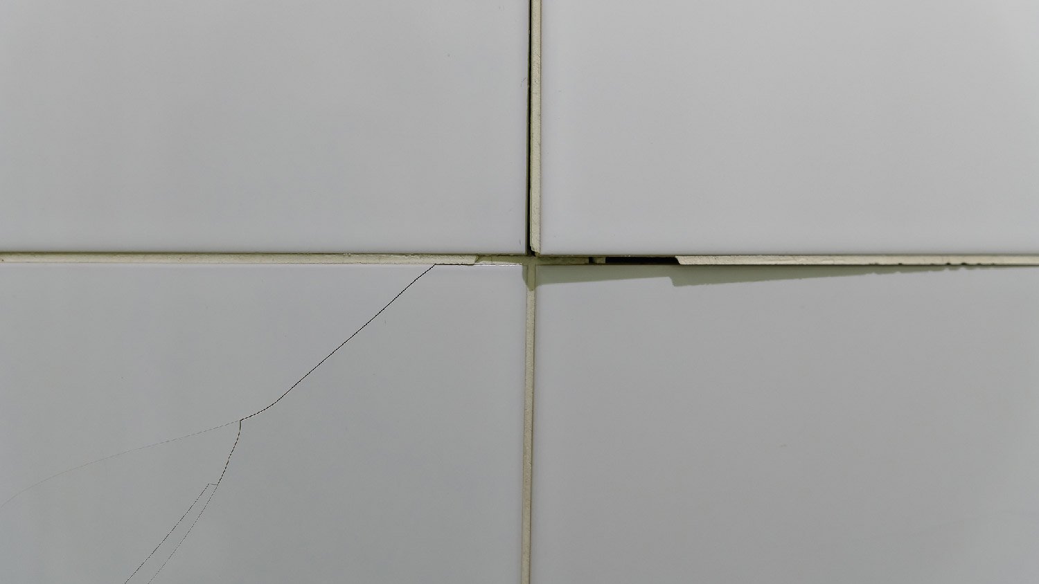 Bathroom tiles with a hairline crack