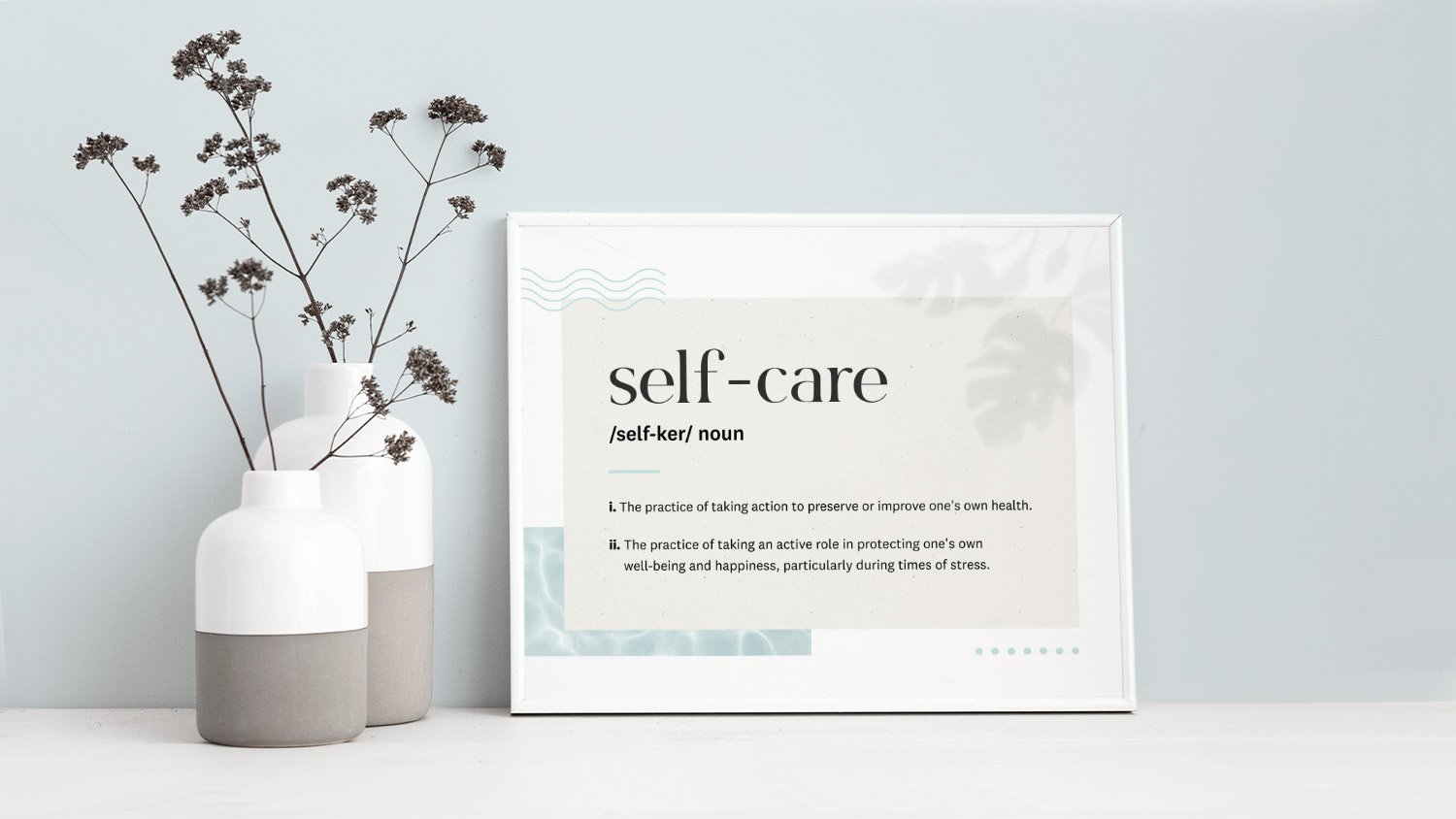 Bathroom wall art picture frame: Self-care definition