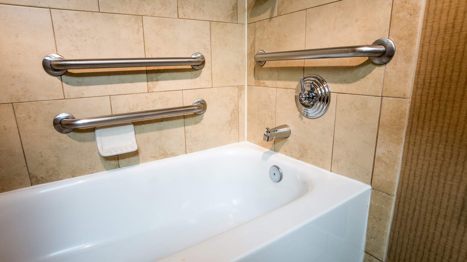 accessible bathtub with handle bar