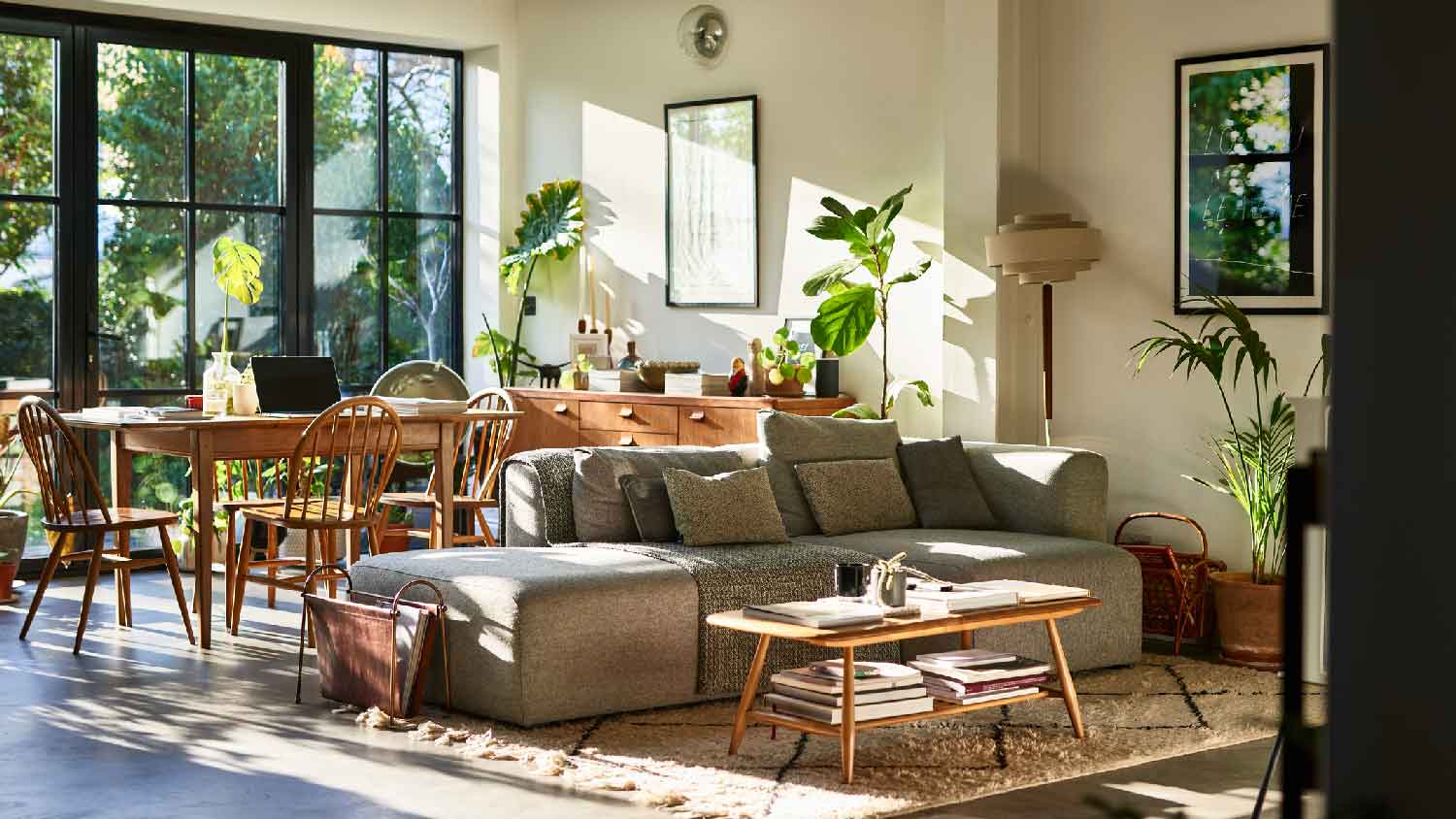 A beautiful interior of a house on a sunny day