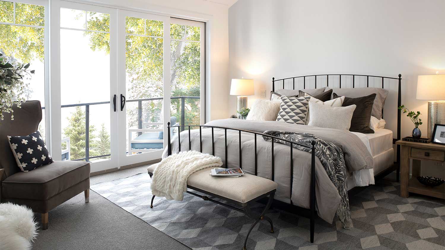 A geometric bedroom