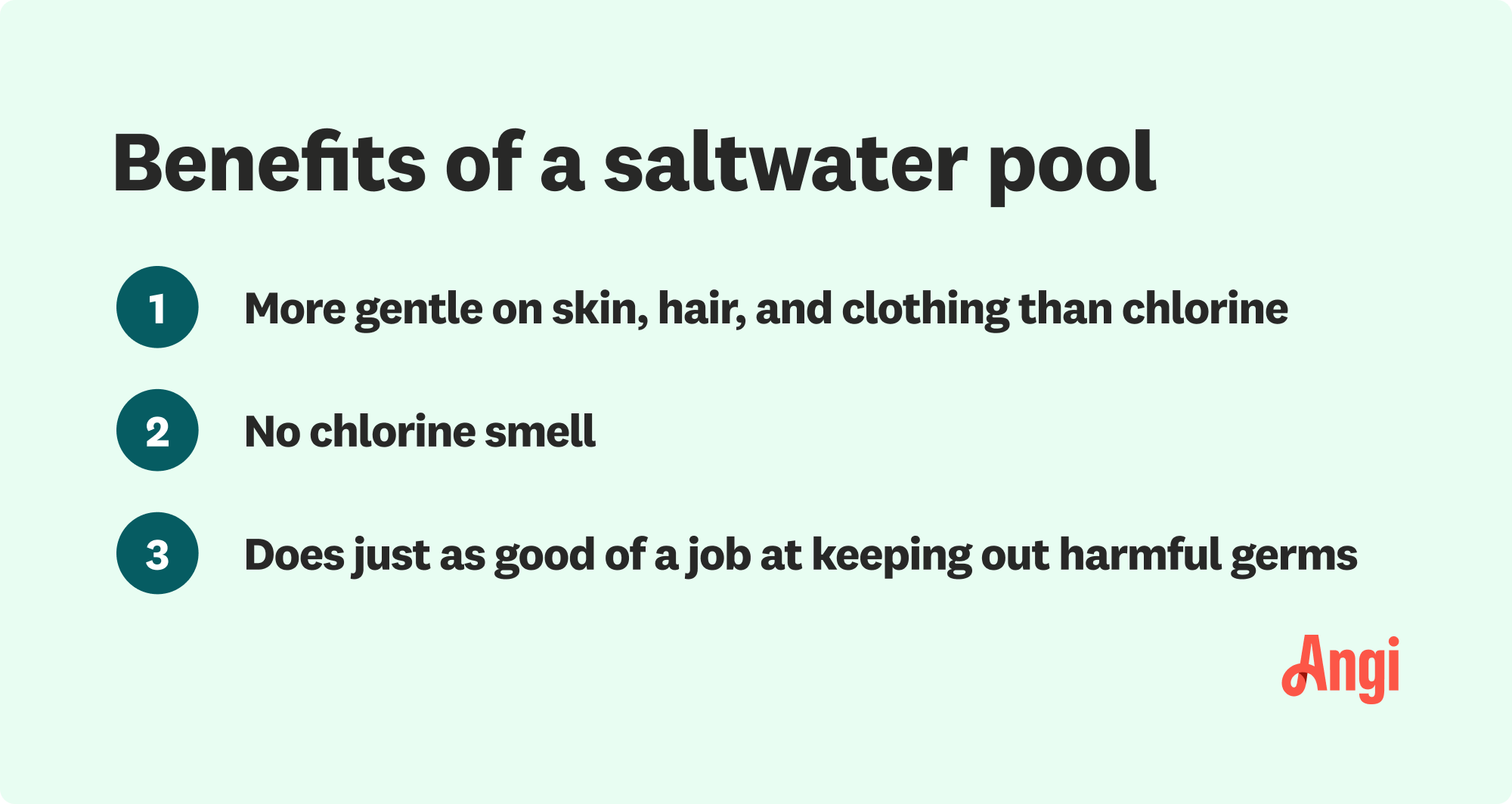 3 benefits of a saltwater pool, including being more gentle on skin, hair, and clothing