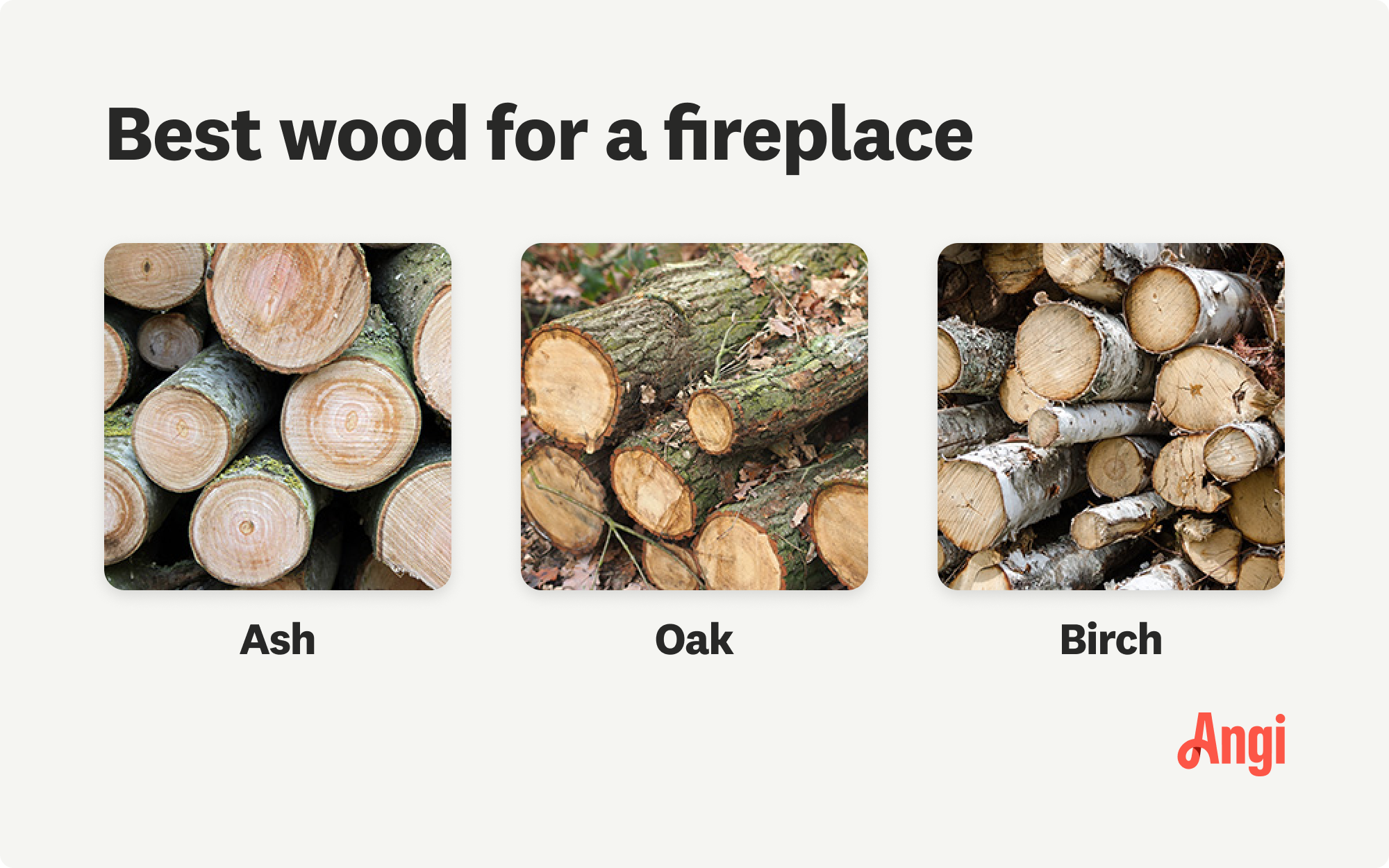 3 best fireplace woods compared visually, including ash, oak, and birch