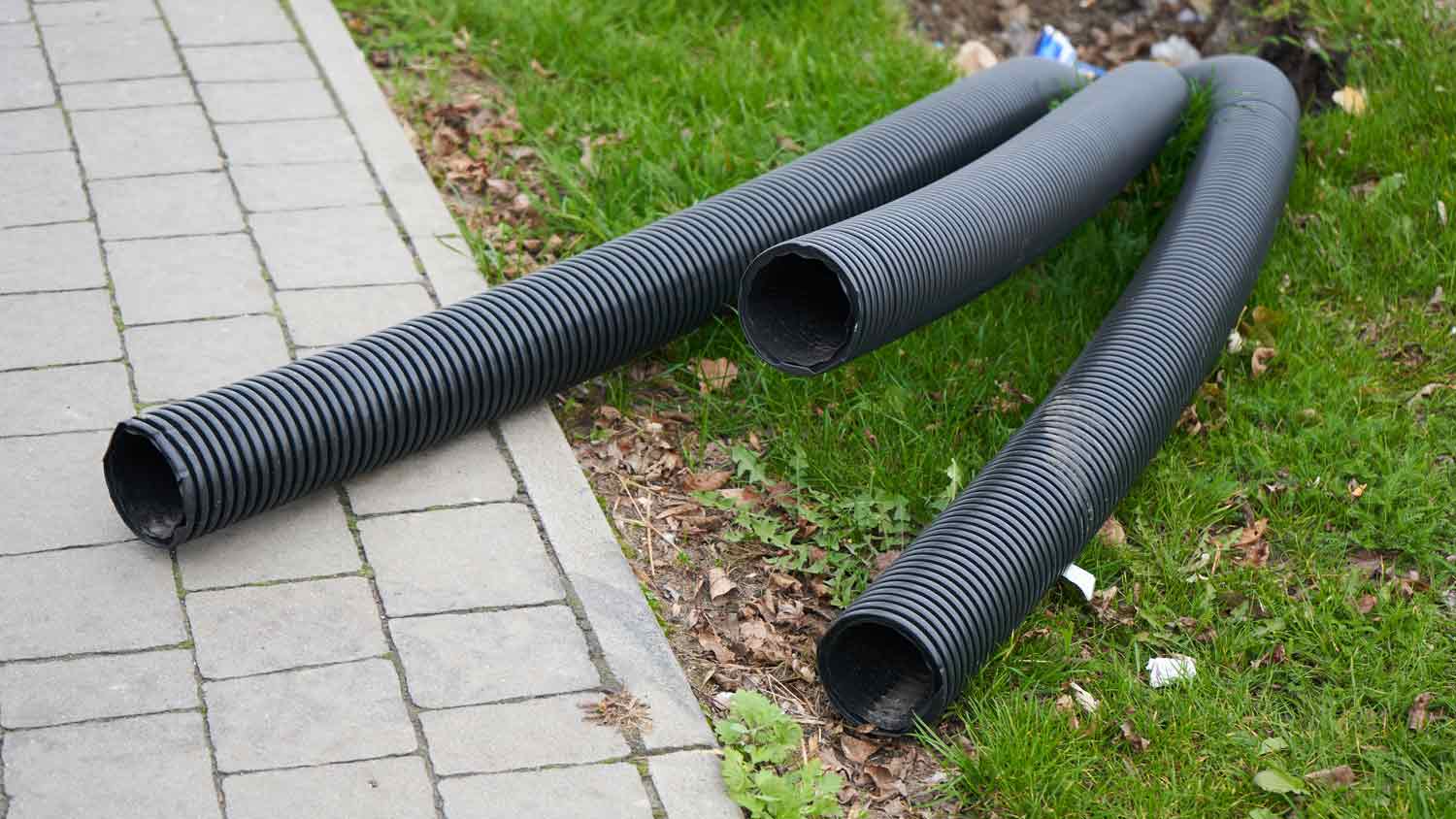 black corrugated pipes