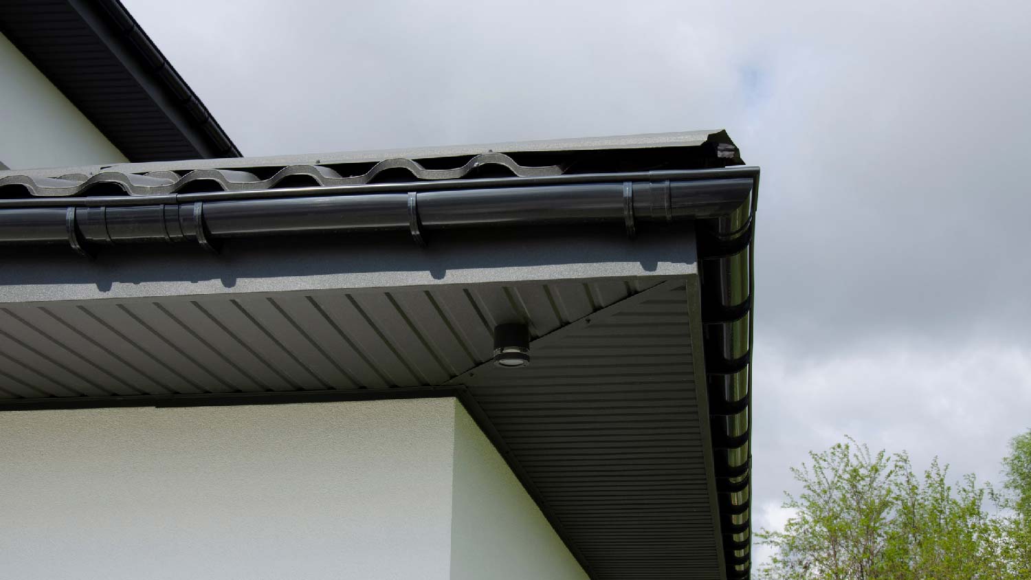 A black vinyl soffit