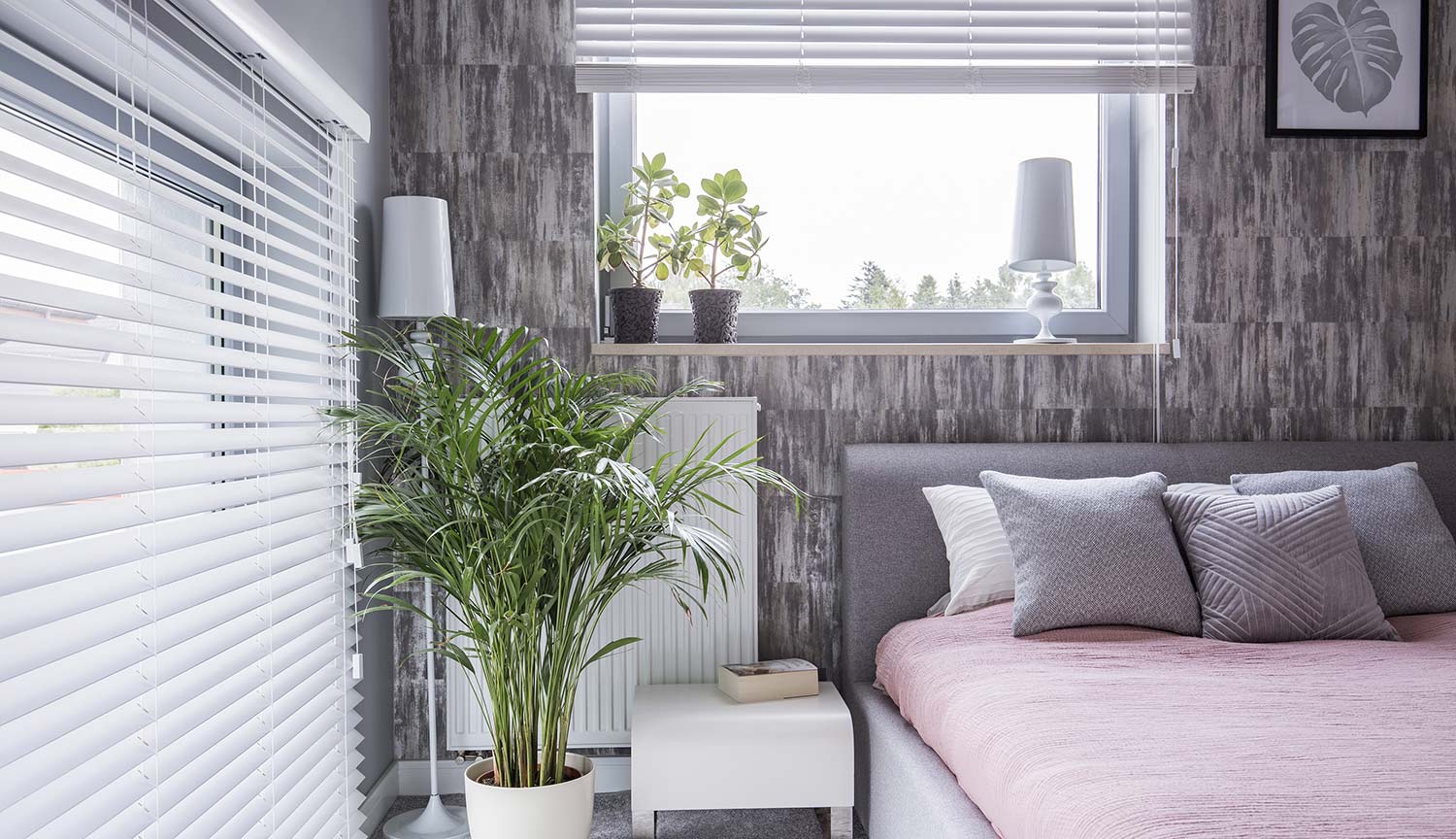 Bedroom with blinds