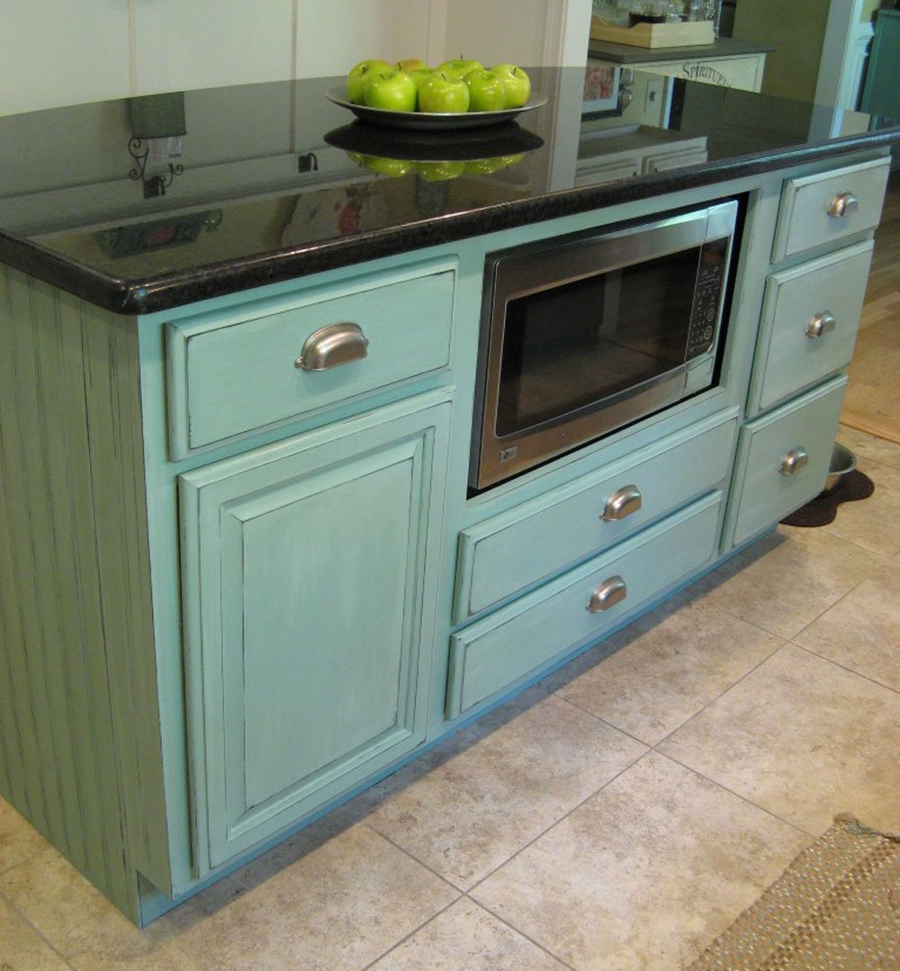 duck egg blue kitchen island