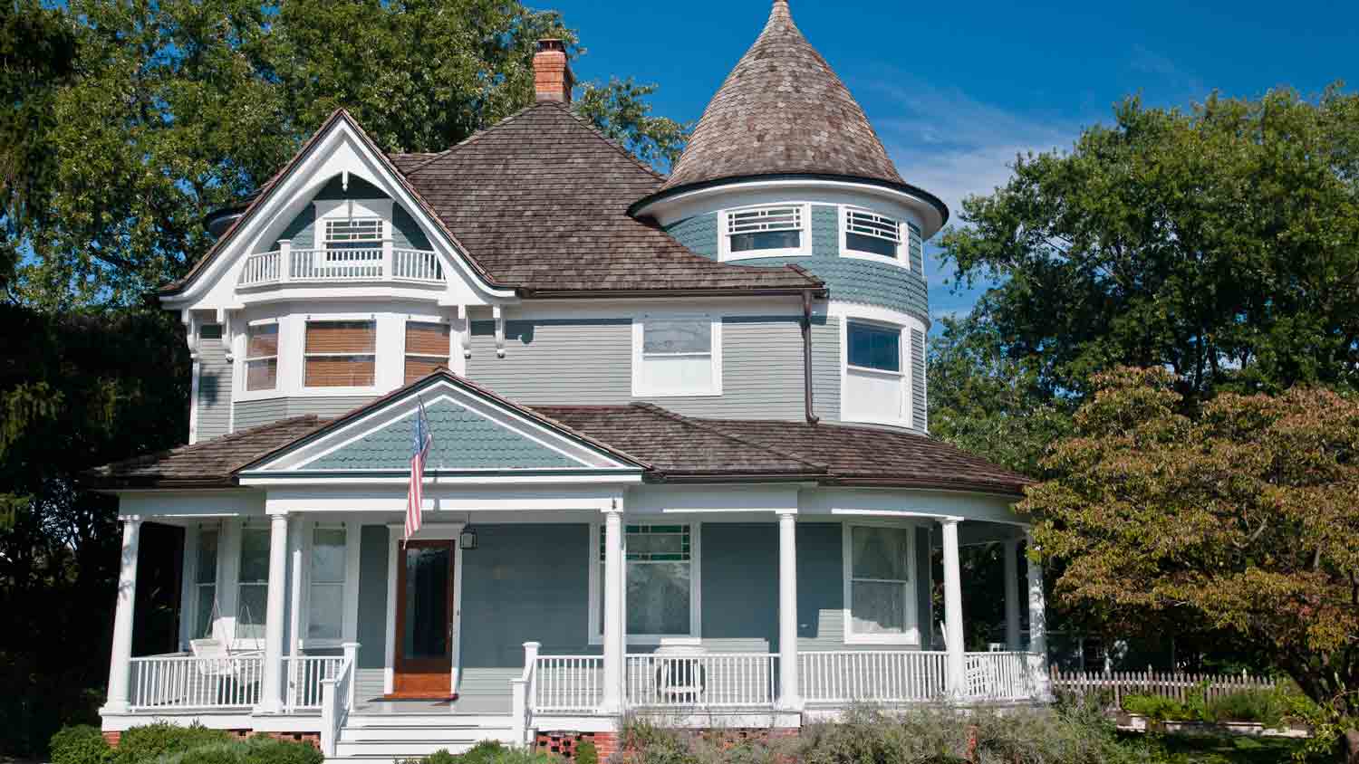 blue victorian style home