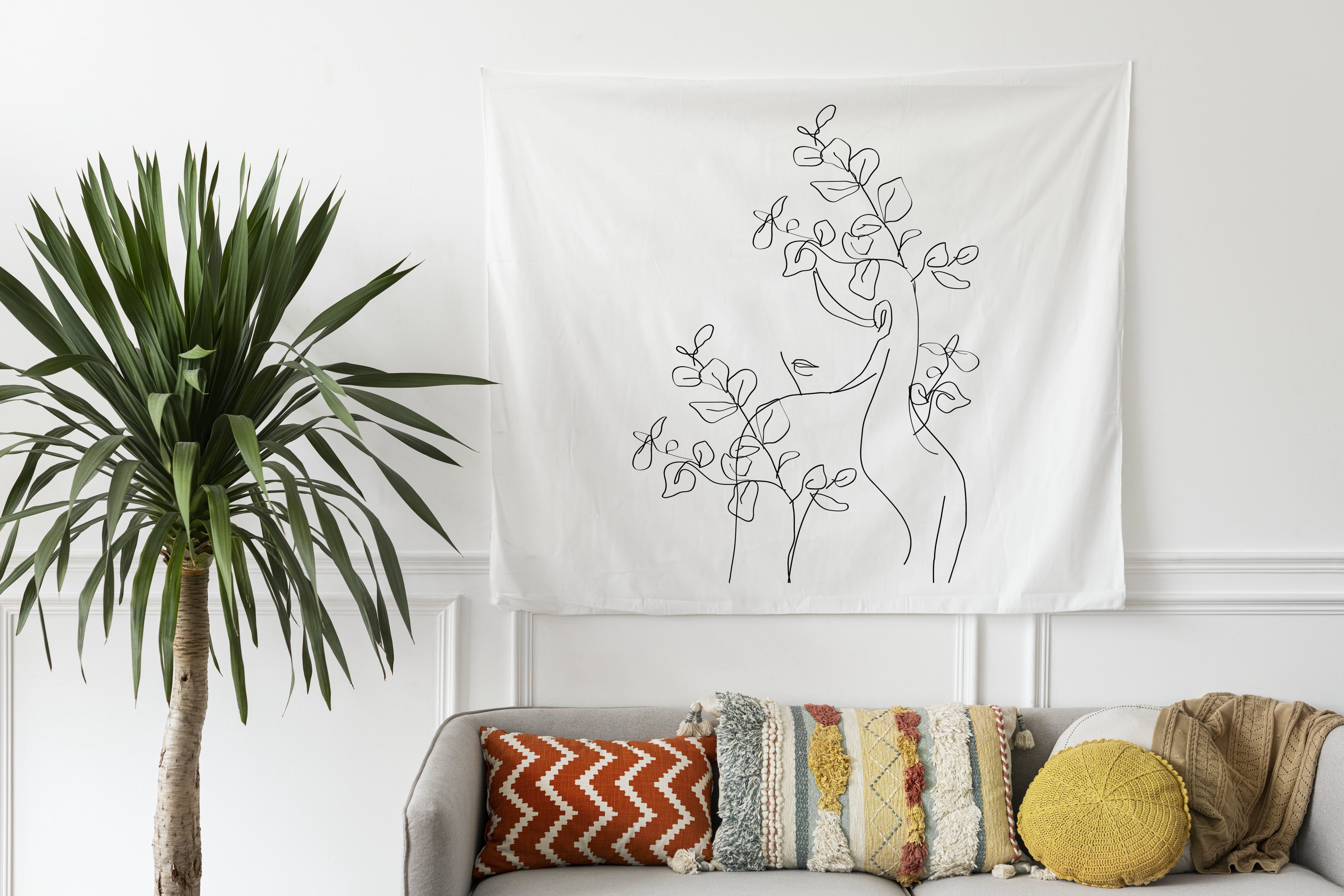 Wall tapestry in bohemian living room