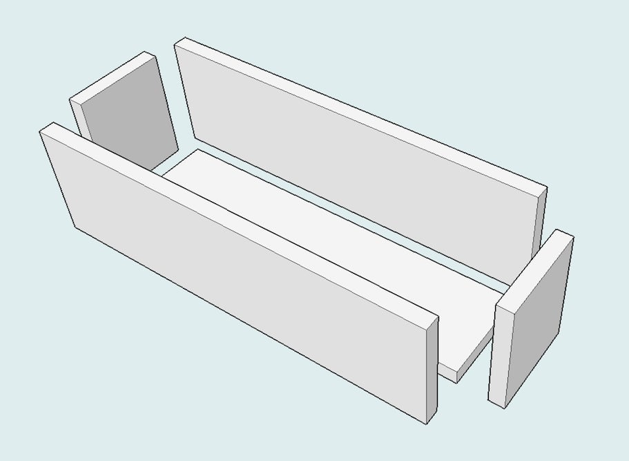 rendering of window box boards coming together