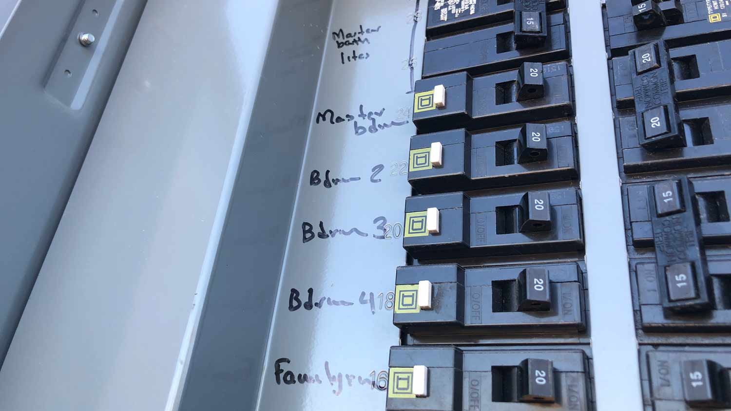 Electrical breaker box panel in home