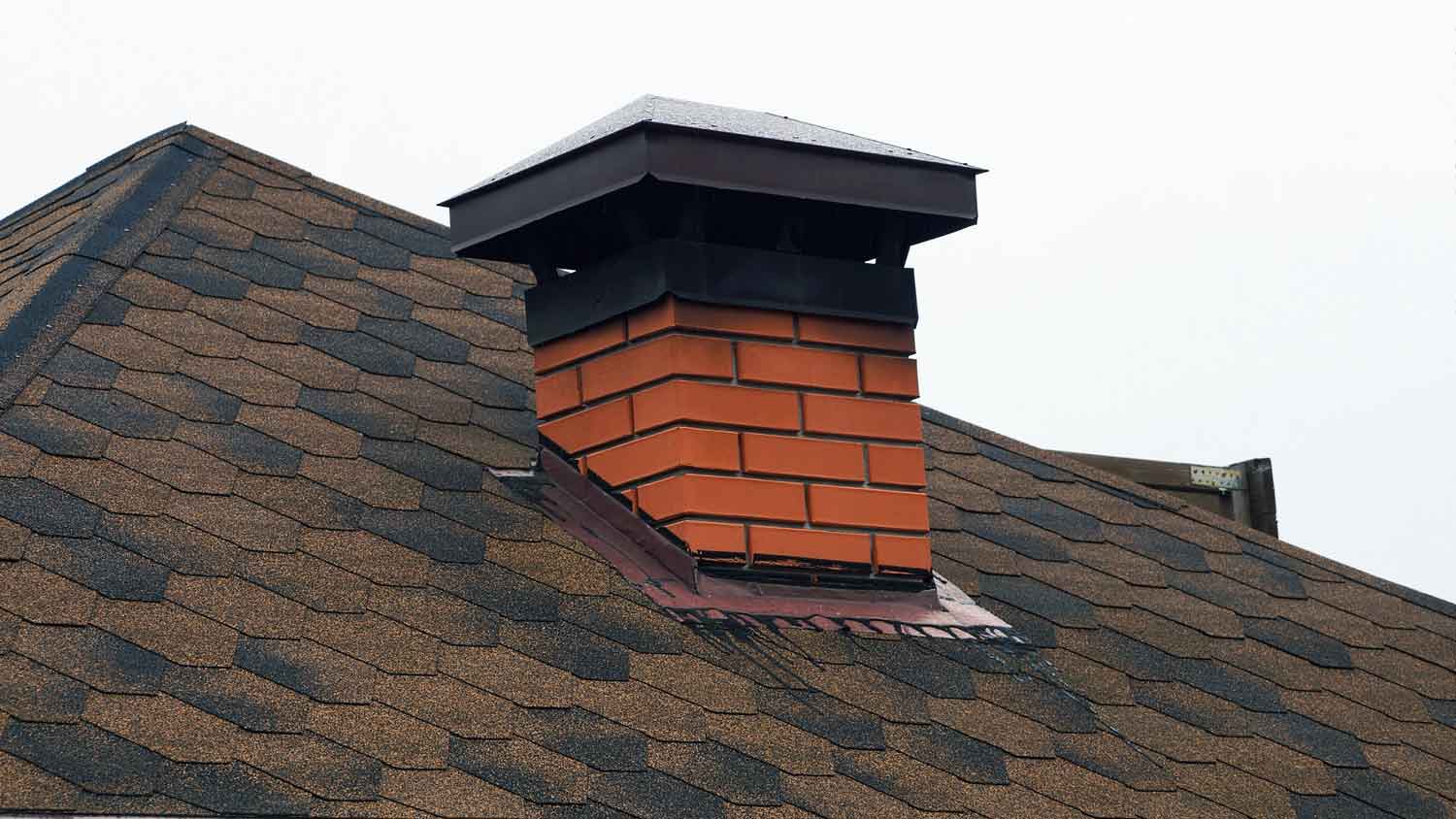 brick chimney brown roof