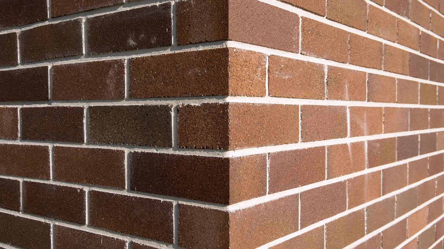 Detail shot of bricks on a refacing foundation