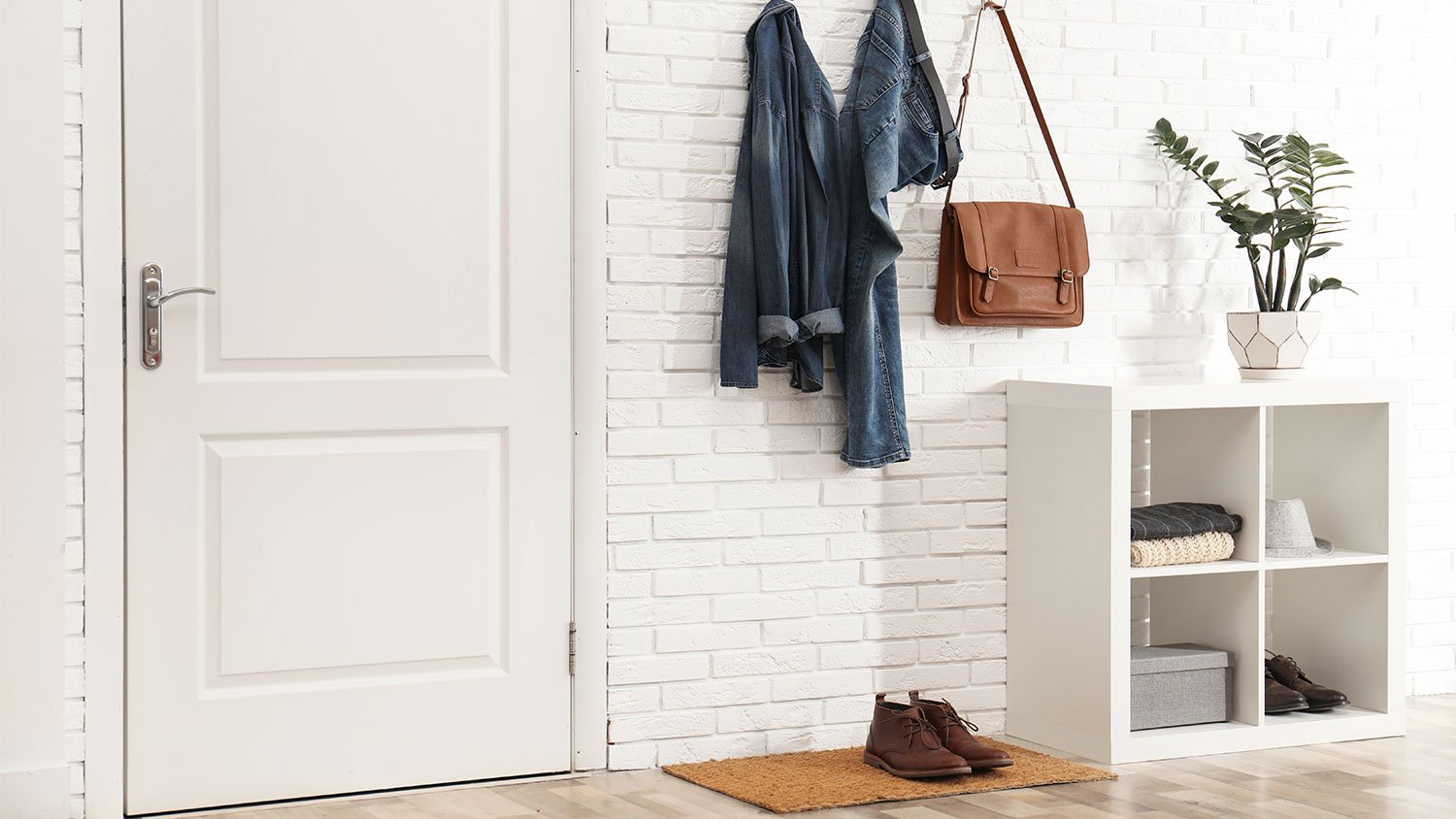 Hallway interior with a jacket hanging on the wall