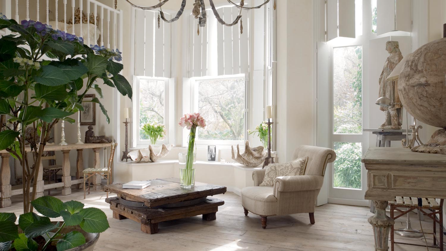A bright living room with 18th century furniture