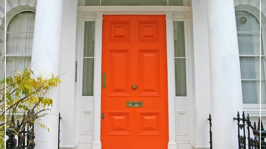 bright orange front door